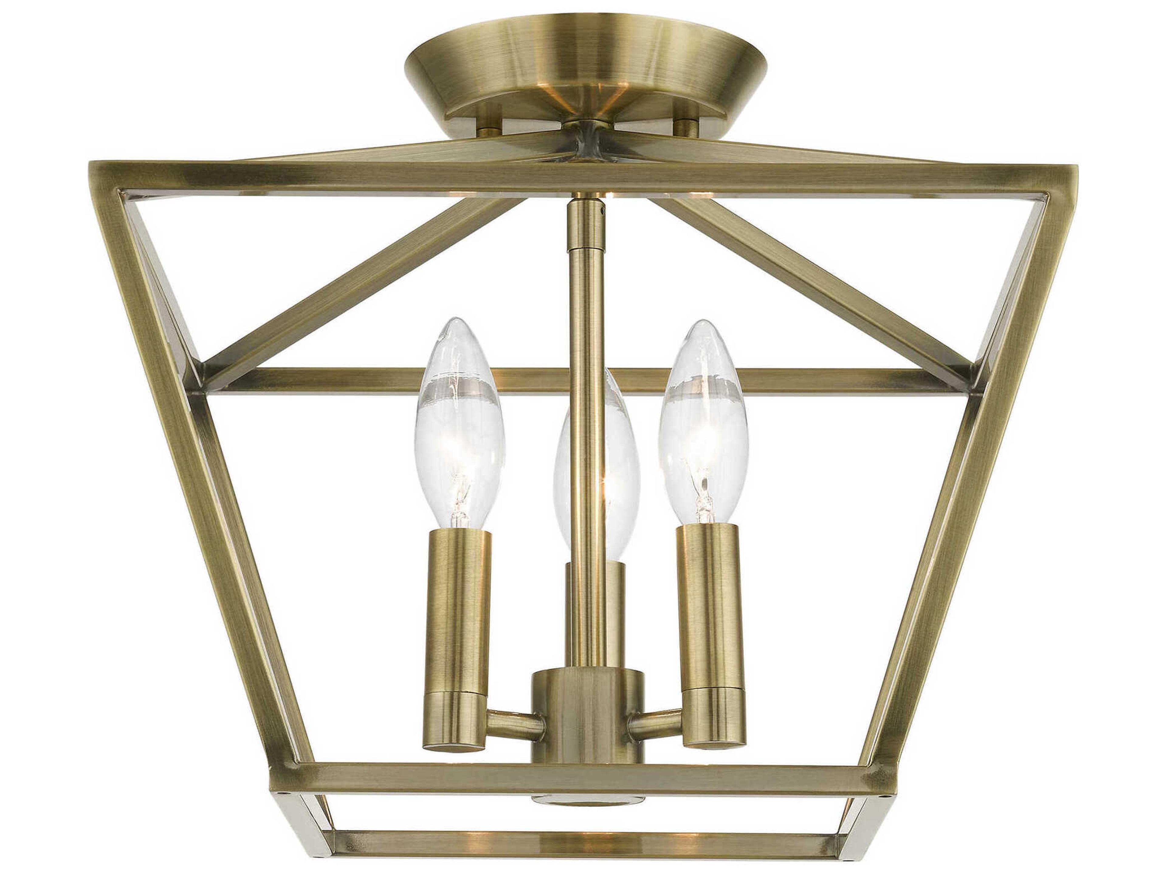 Livex Lighting Devone 3-Light Antique Brass Semi Flush Mount