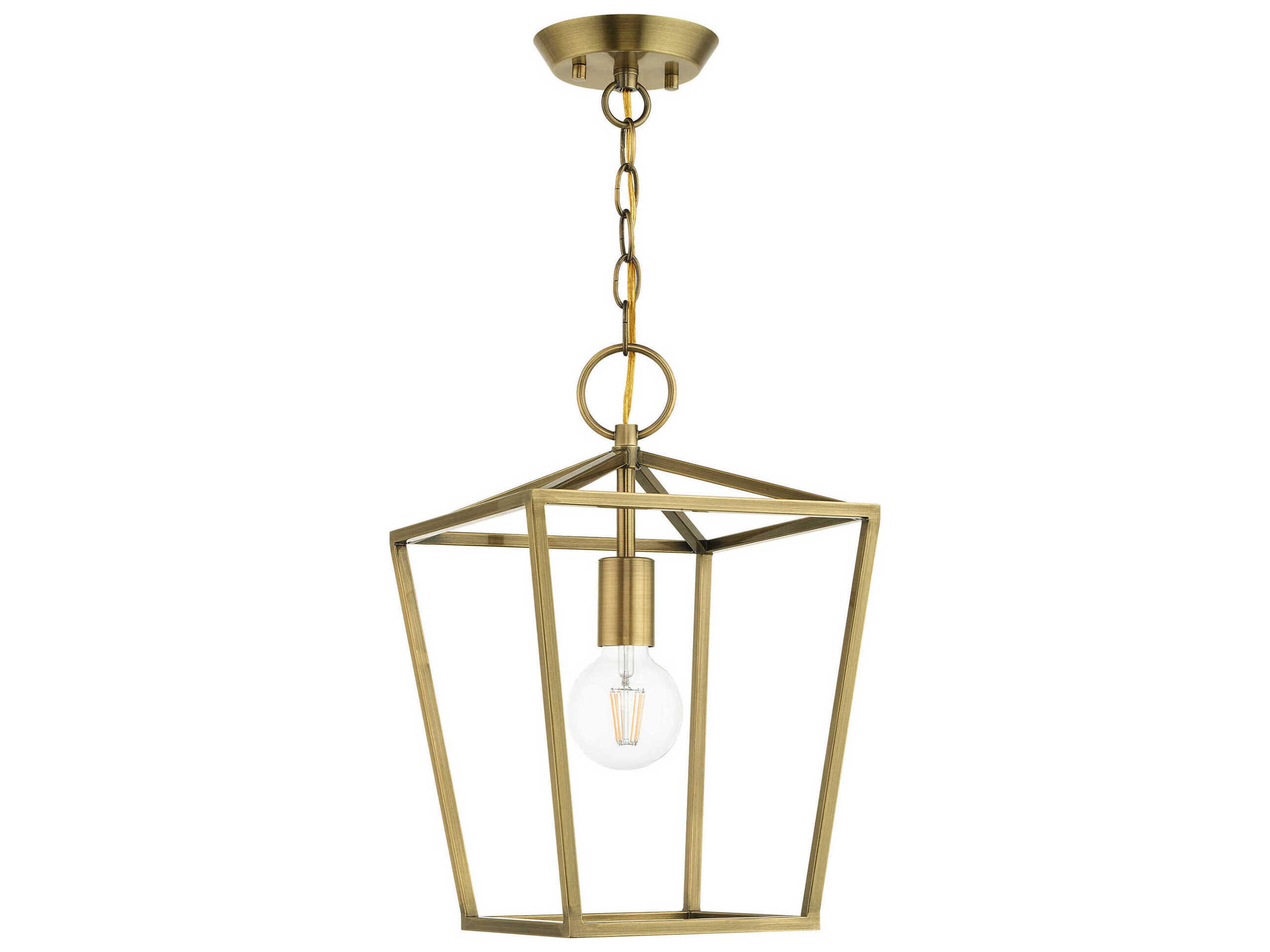 Livex Lighting Devone 1-Light Antique Brass Lantern Mini Pendant