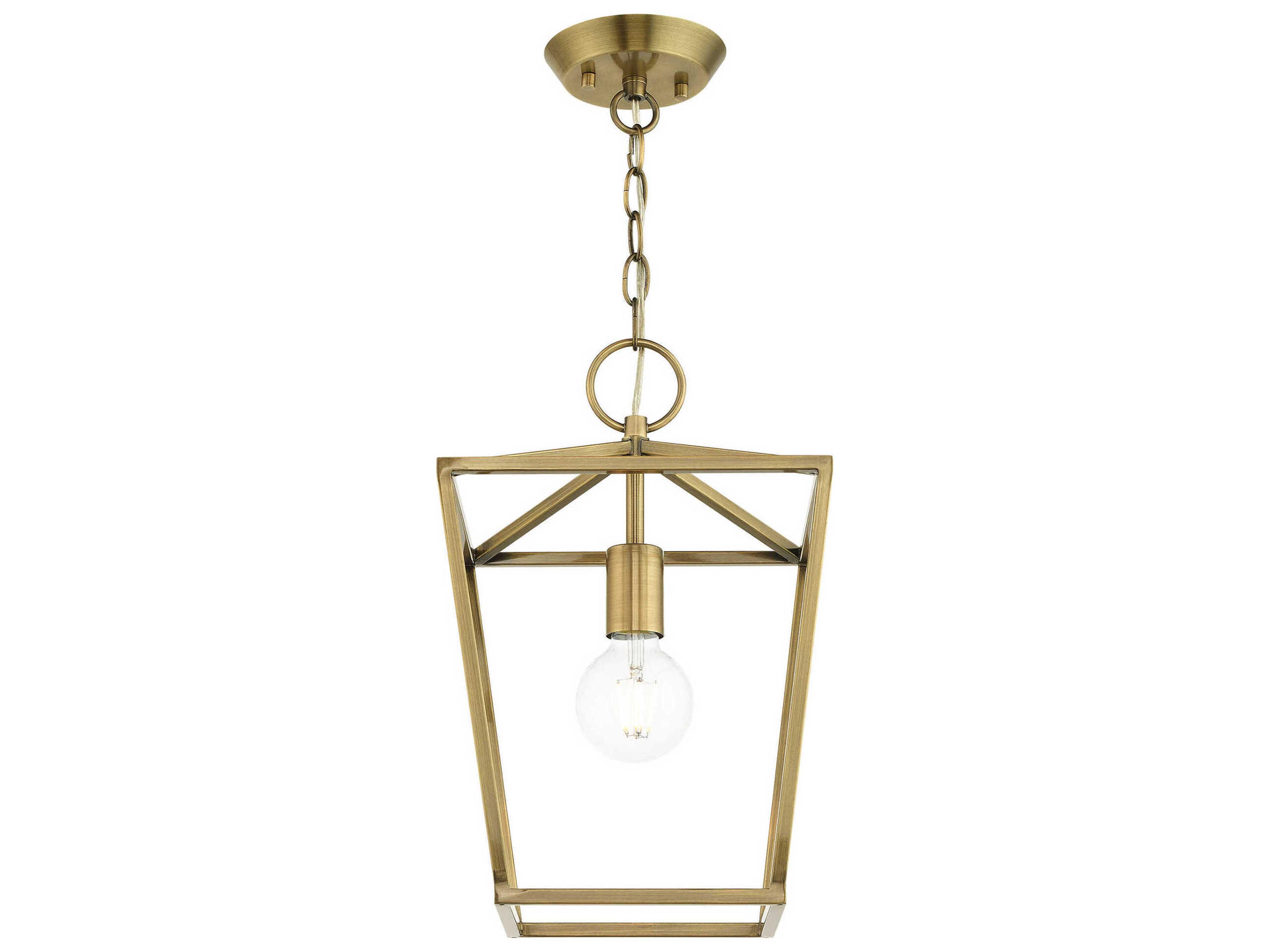 Livex Lighting Devone 1-Light Antique Brass Lantern Mini Pendant