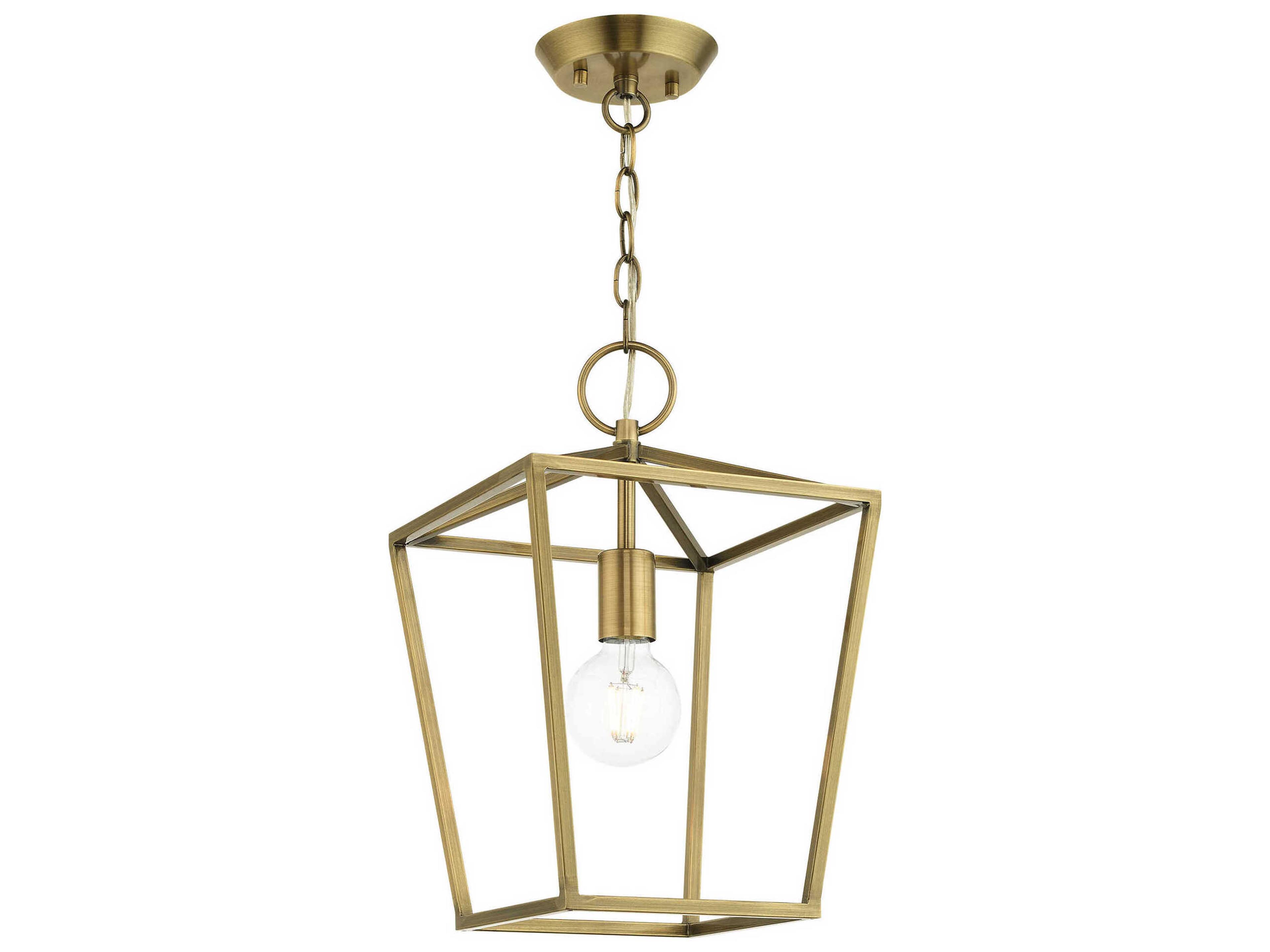 Livex Lighting Devone 1-Light Antique Brass Lantern Mini Pendant