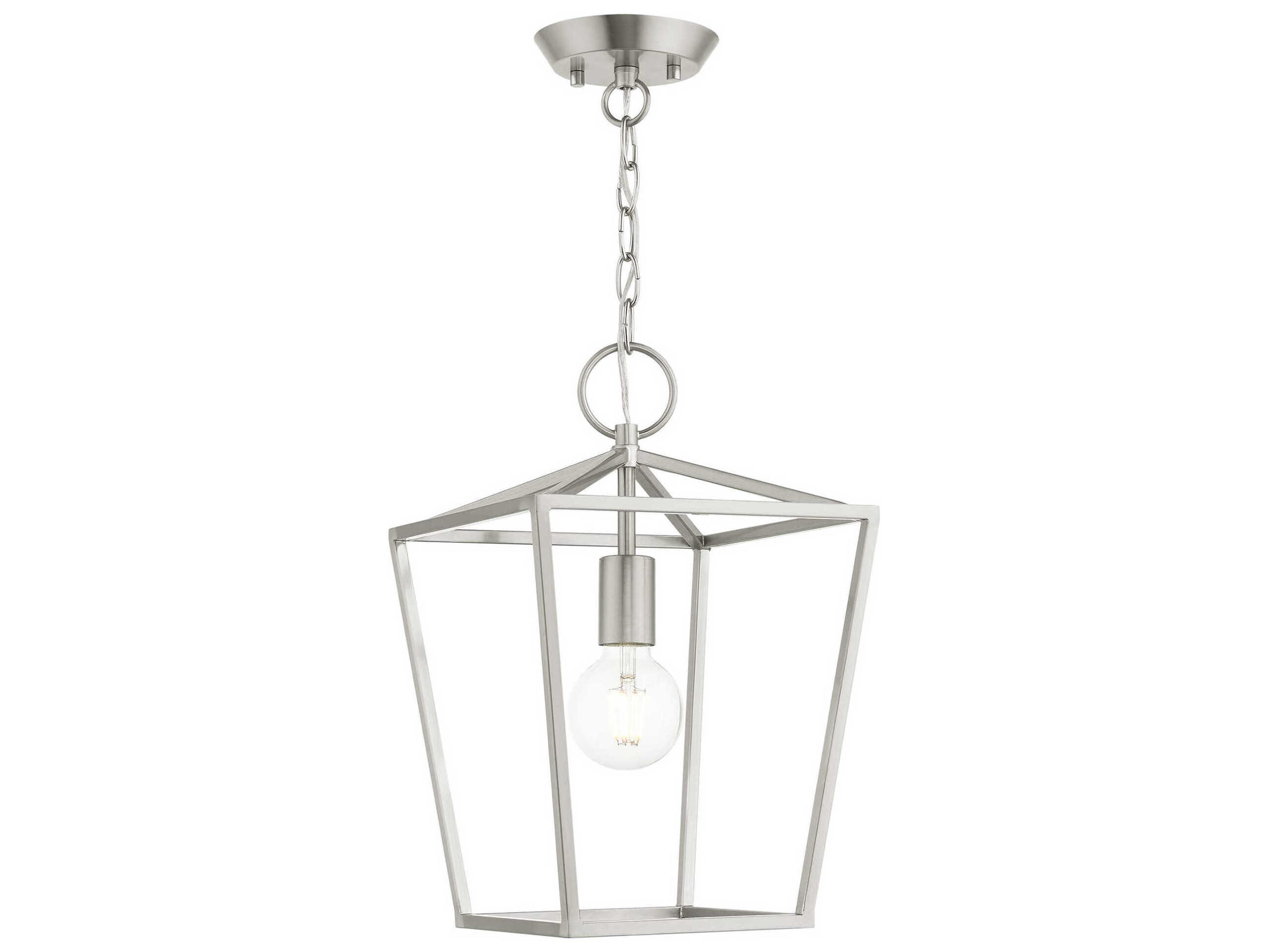 Devone 1-Light Brushed Nickel Lantern Mini Pendant