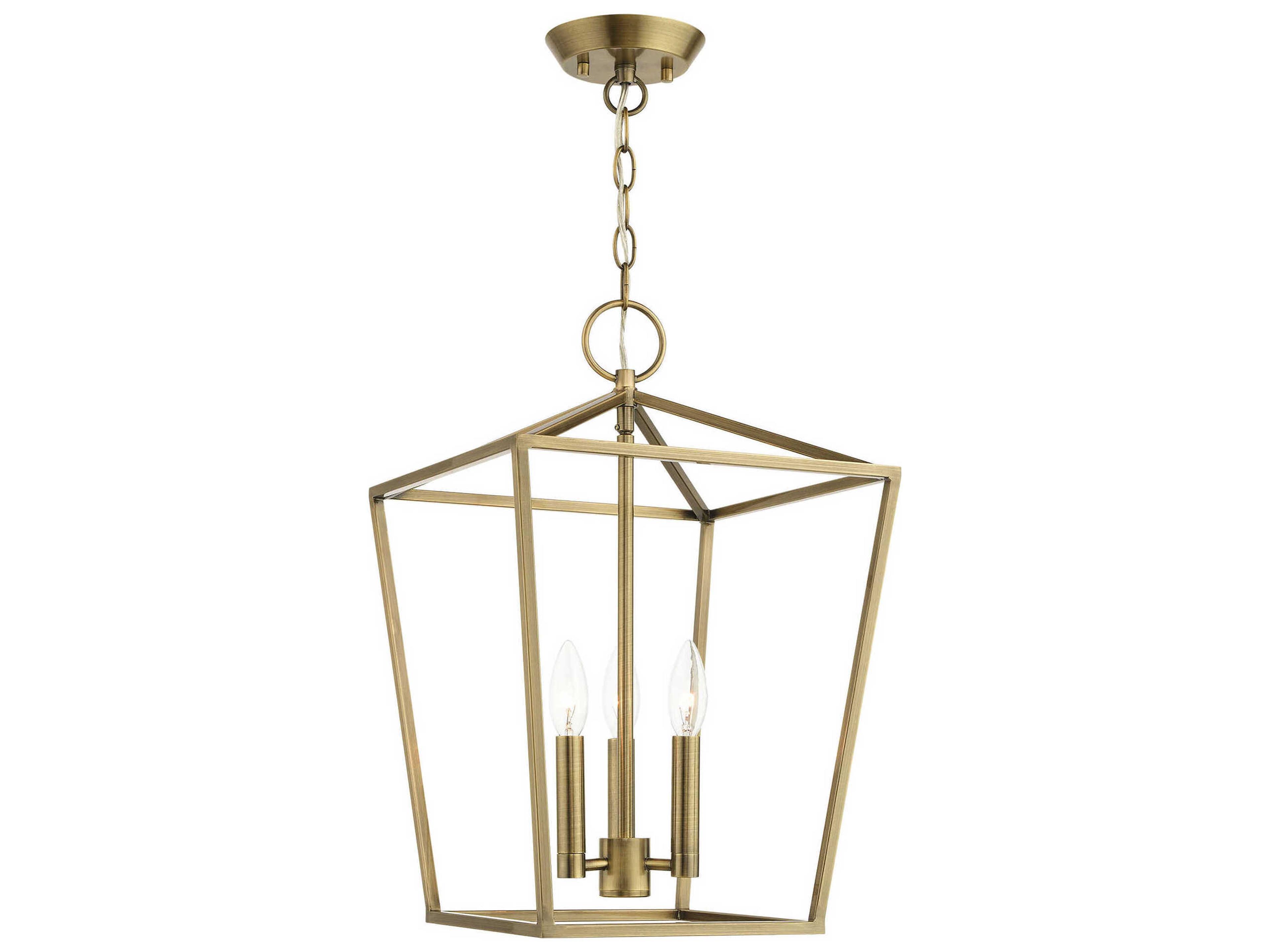 Devone 3-Light Antique Brass Candelabra Lantern Chandelier