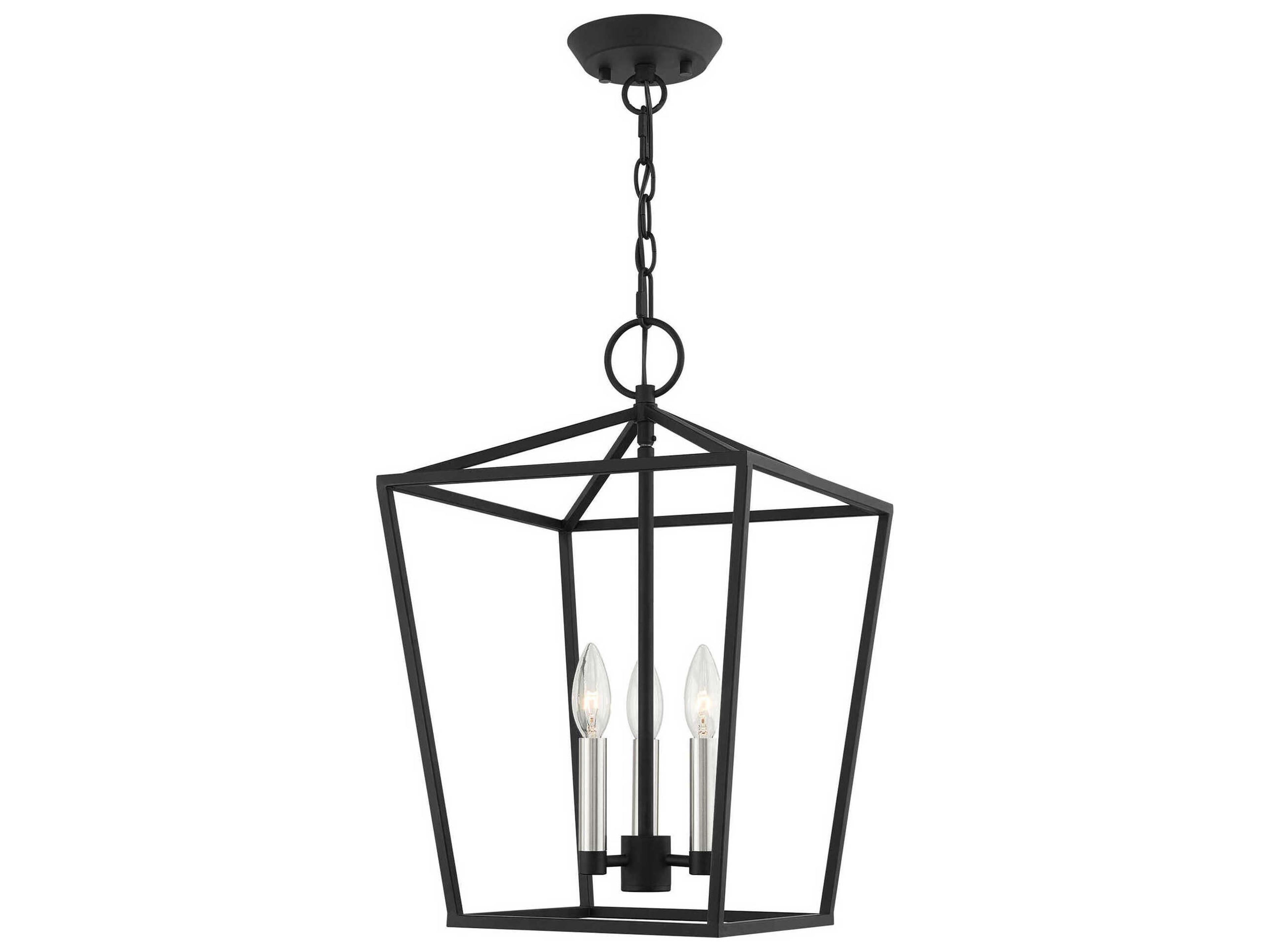 Devone 3-Light Black Candelabra Lantern Chandelier