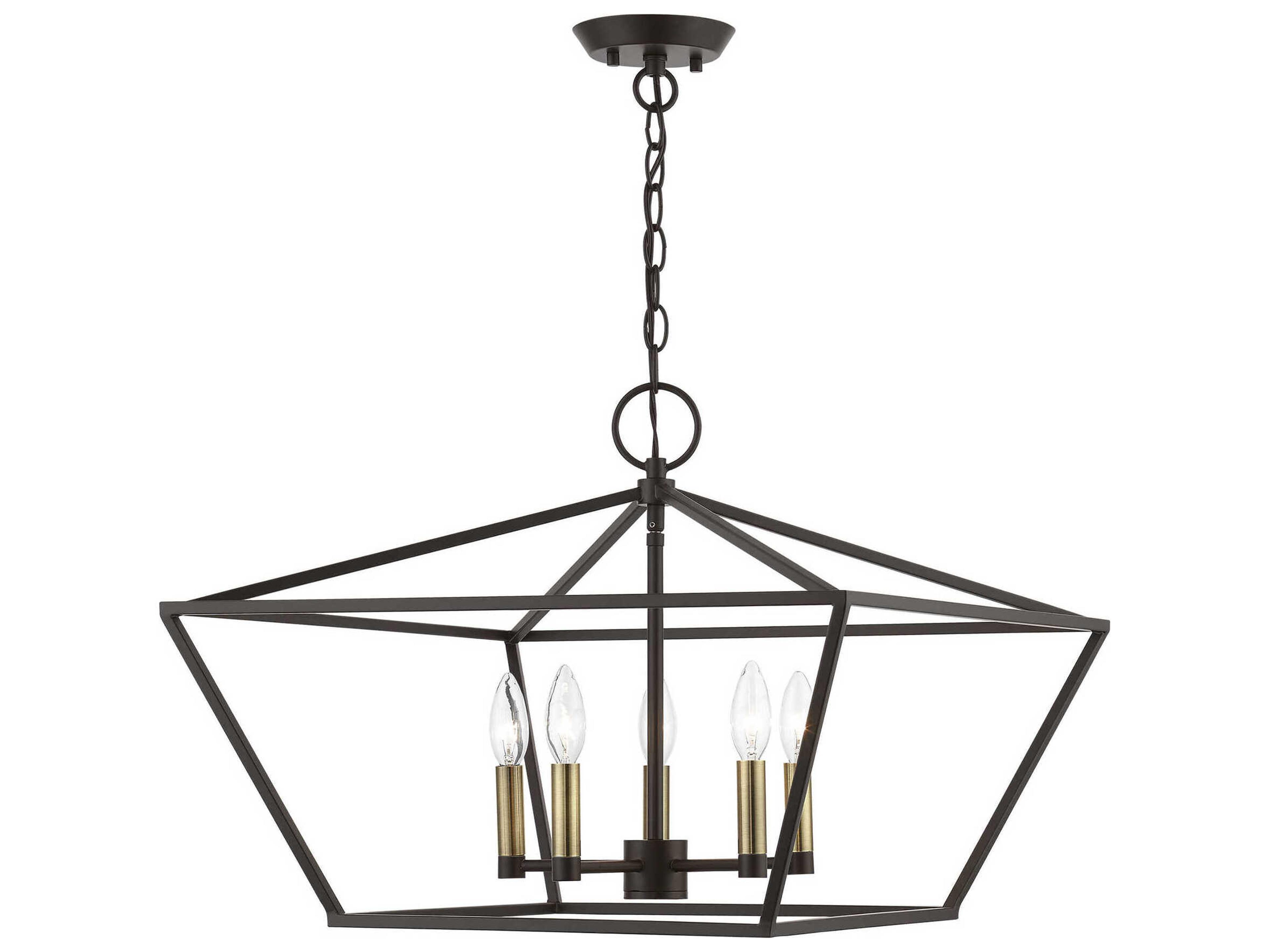 Devone 5-Light Bronze Antique Brass Candelabra Chandelier