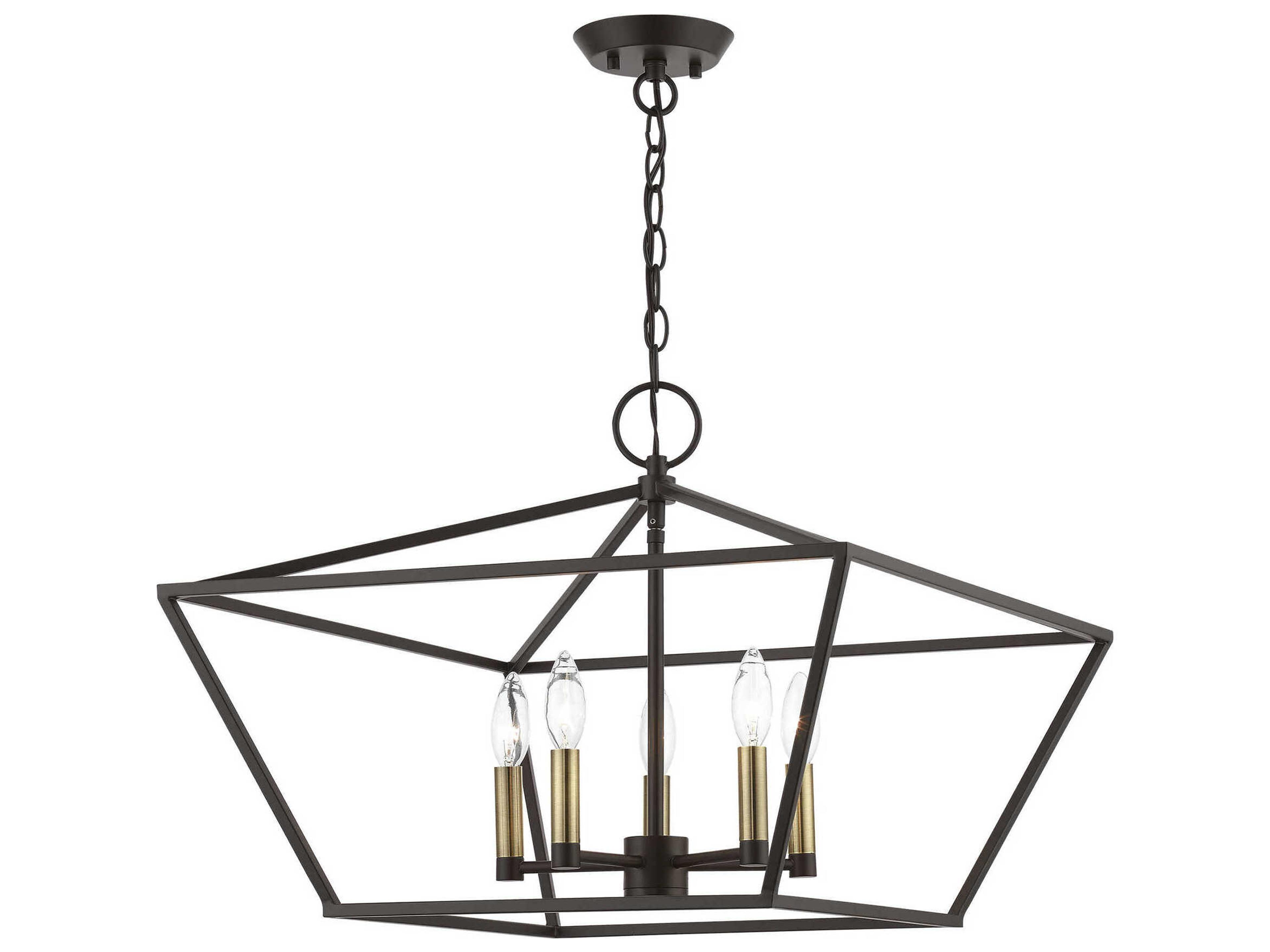 Livex Lighting Devone 5-Light Bronze Antique Brass Candelabra Chandelier