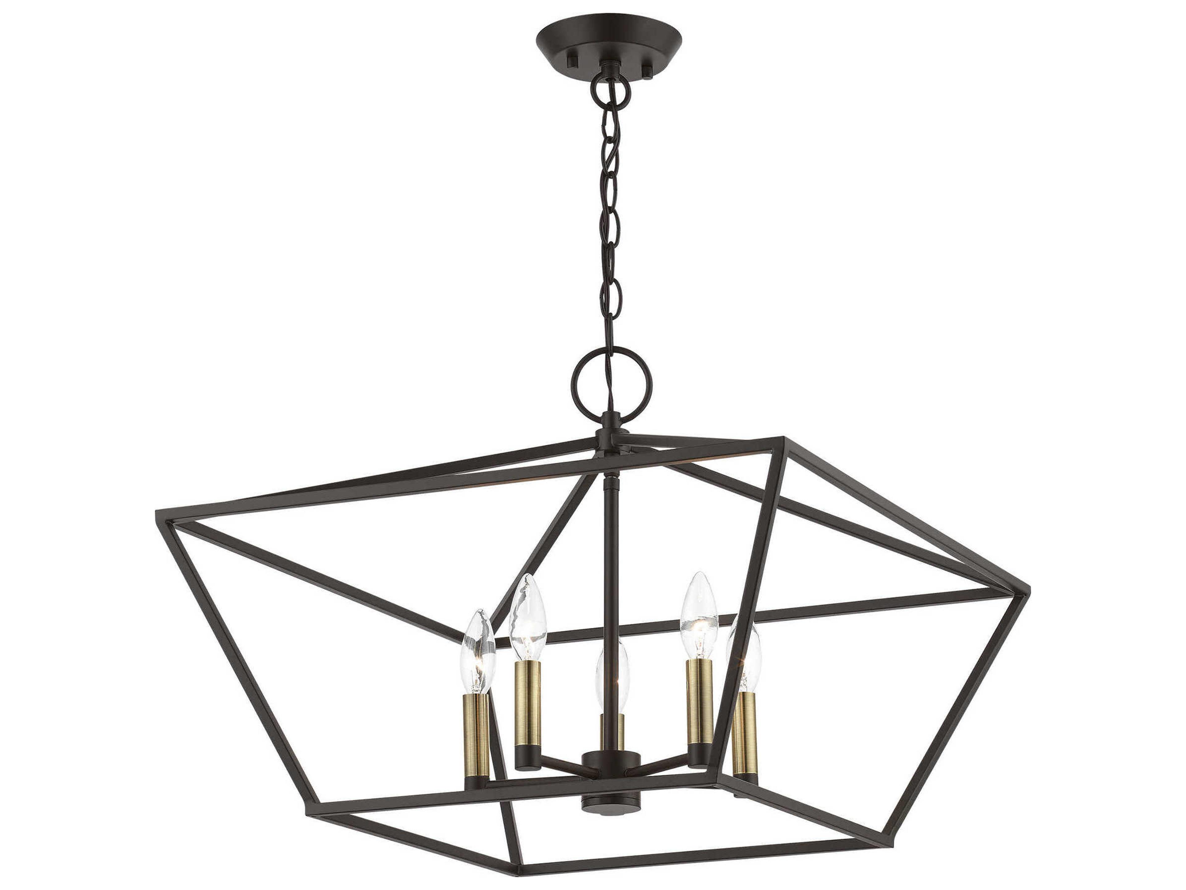 Livex Lighting Devone 5-Light Bronze Antique Brass Candelabra Chandelier