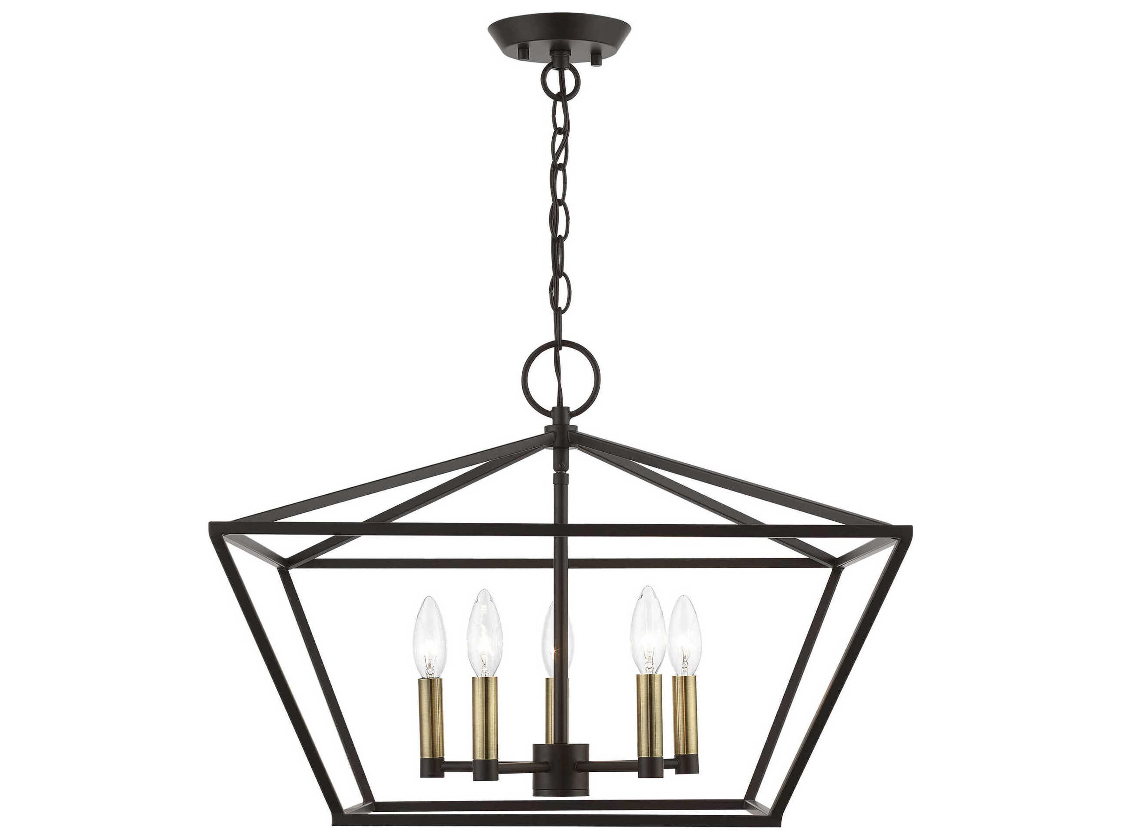 Livex Lighting Devone 5-Light Bronze Antique Brass Candelabra Chandelier