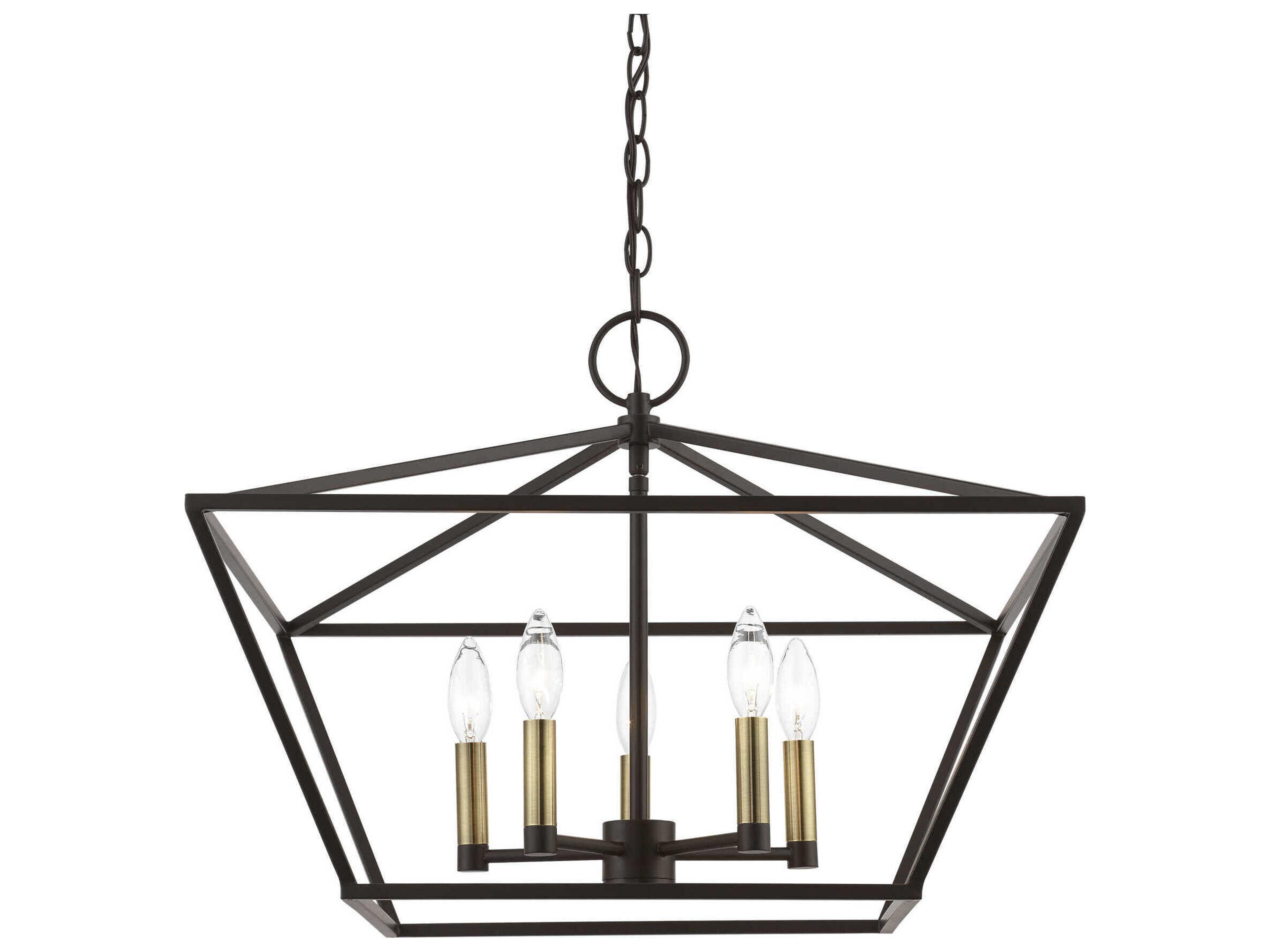 Livex Lighting Devone 5-Light Bronze Antique Brass Candelabra Chandelier