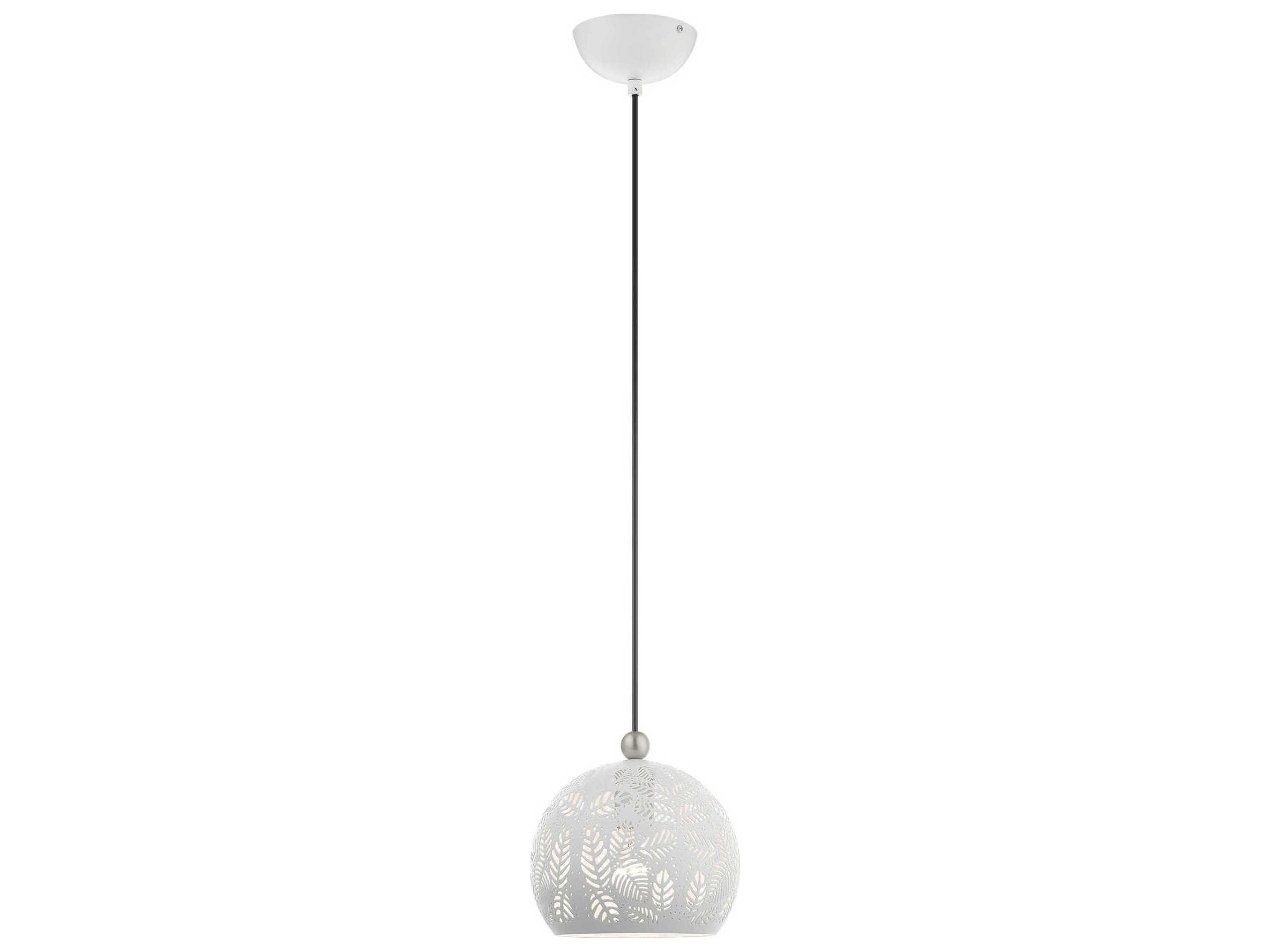 Chantily 1-Light White Brushed Nickel Round Mini Pendant