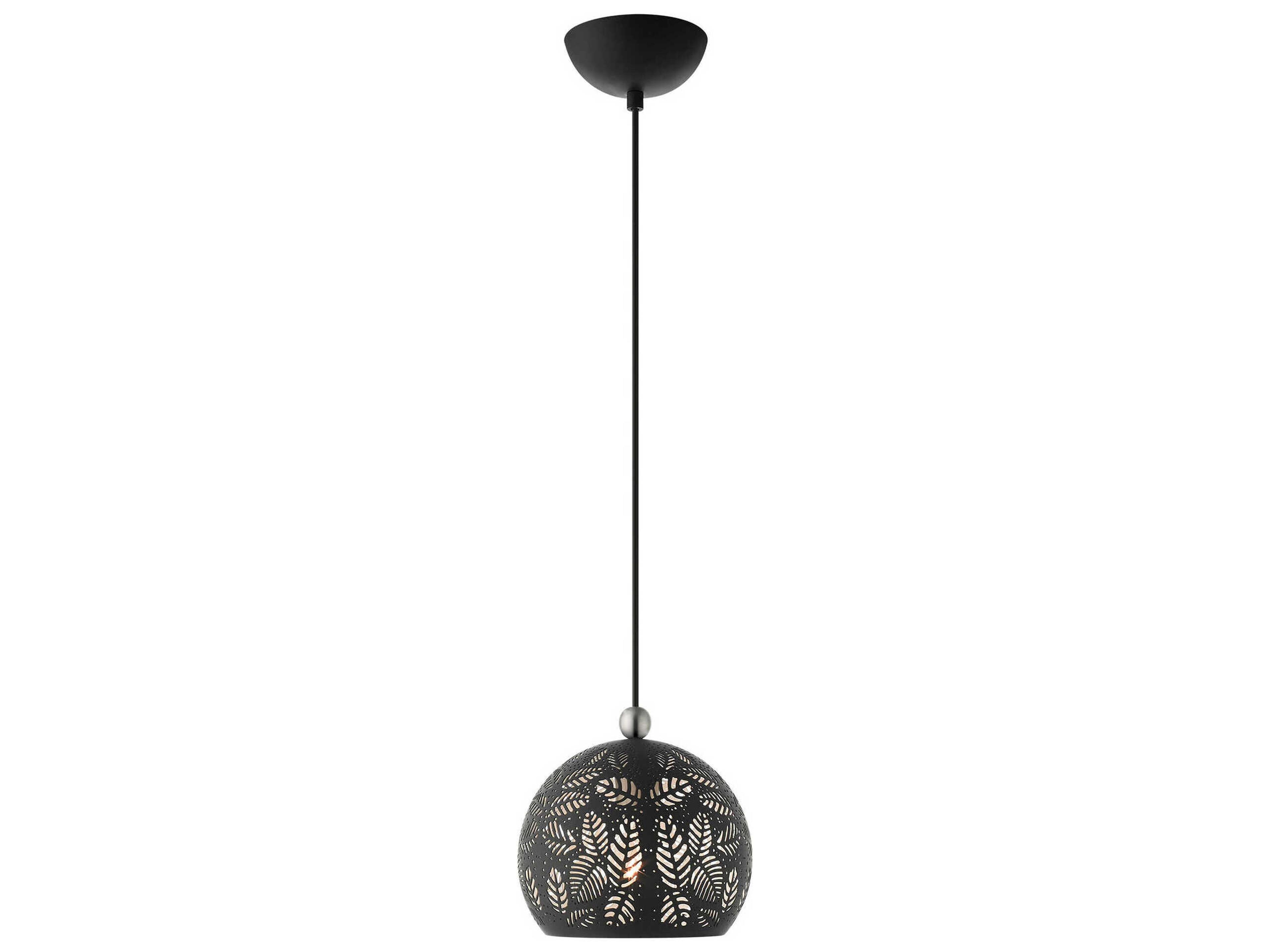 Chantily 1-Light Black Brushed Nickel Round Mini Pendant