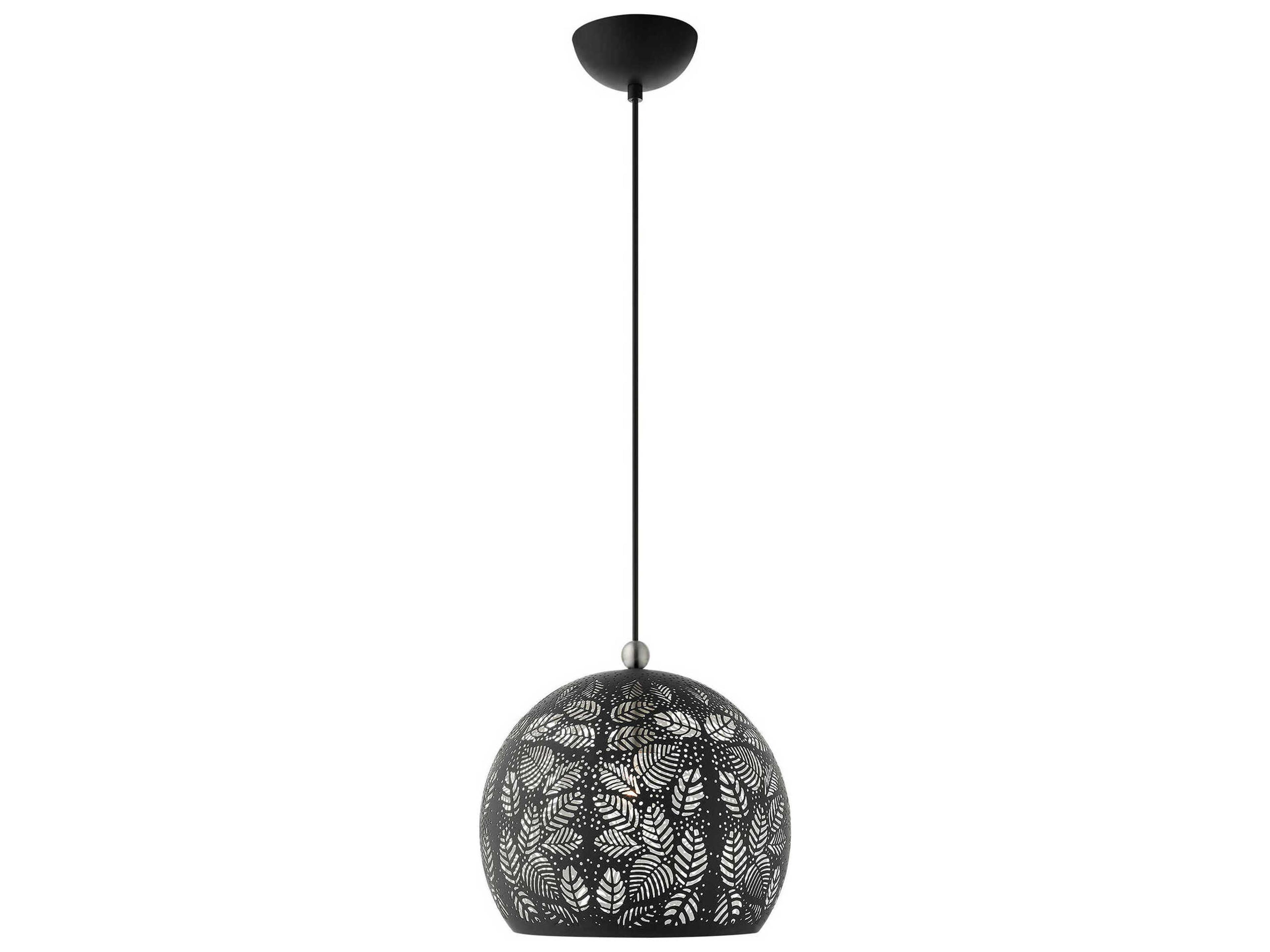 Chantily 1-Light Black Brushed Nickel Round Mini Pendant