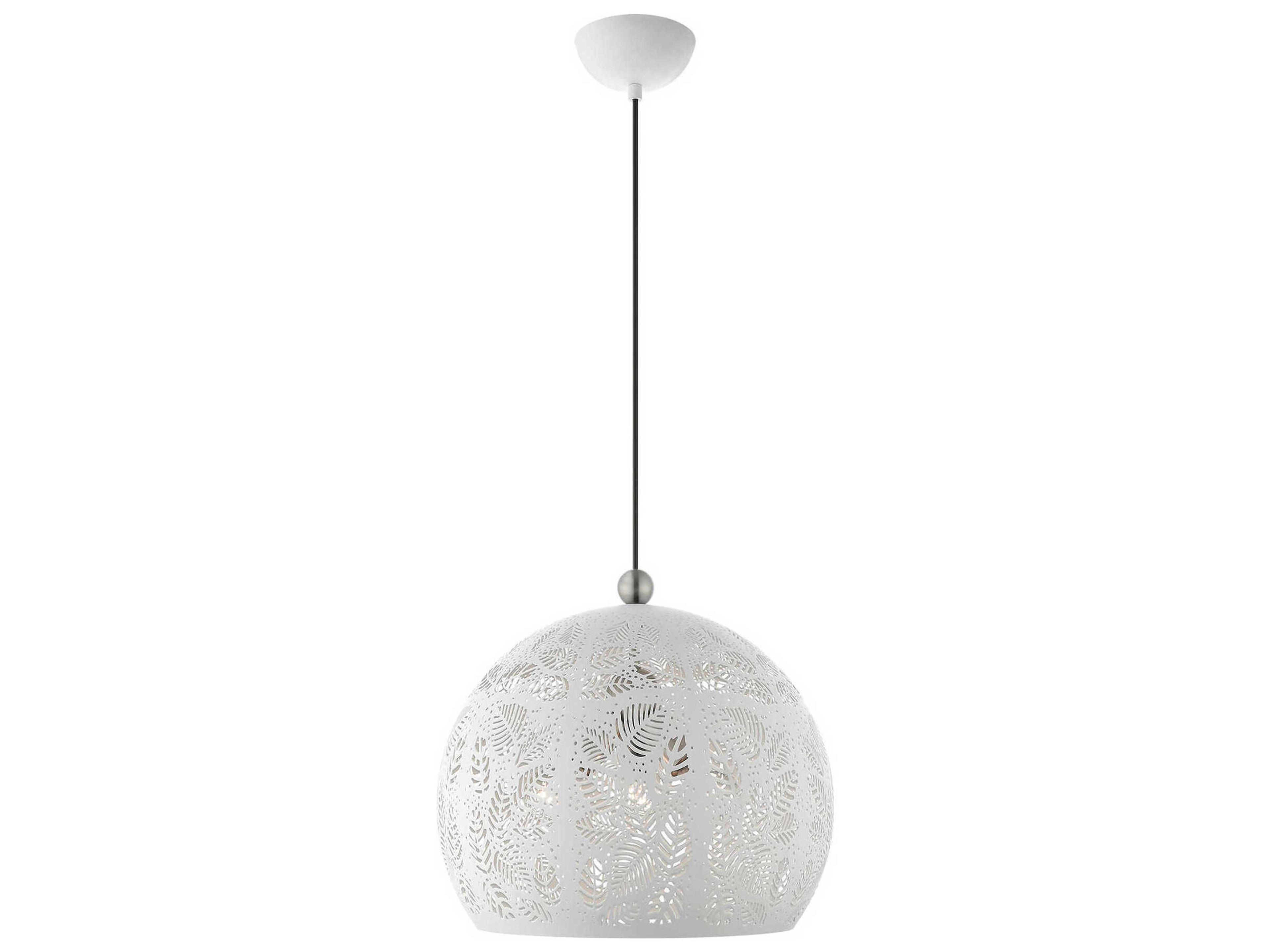 Chantily 3-Light White Brushed Nickel Globe Pendant