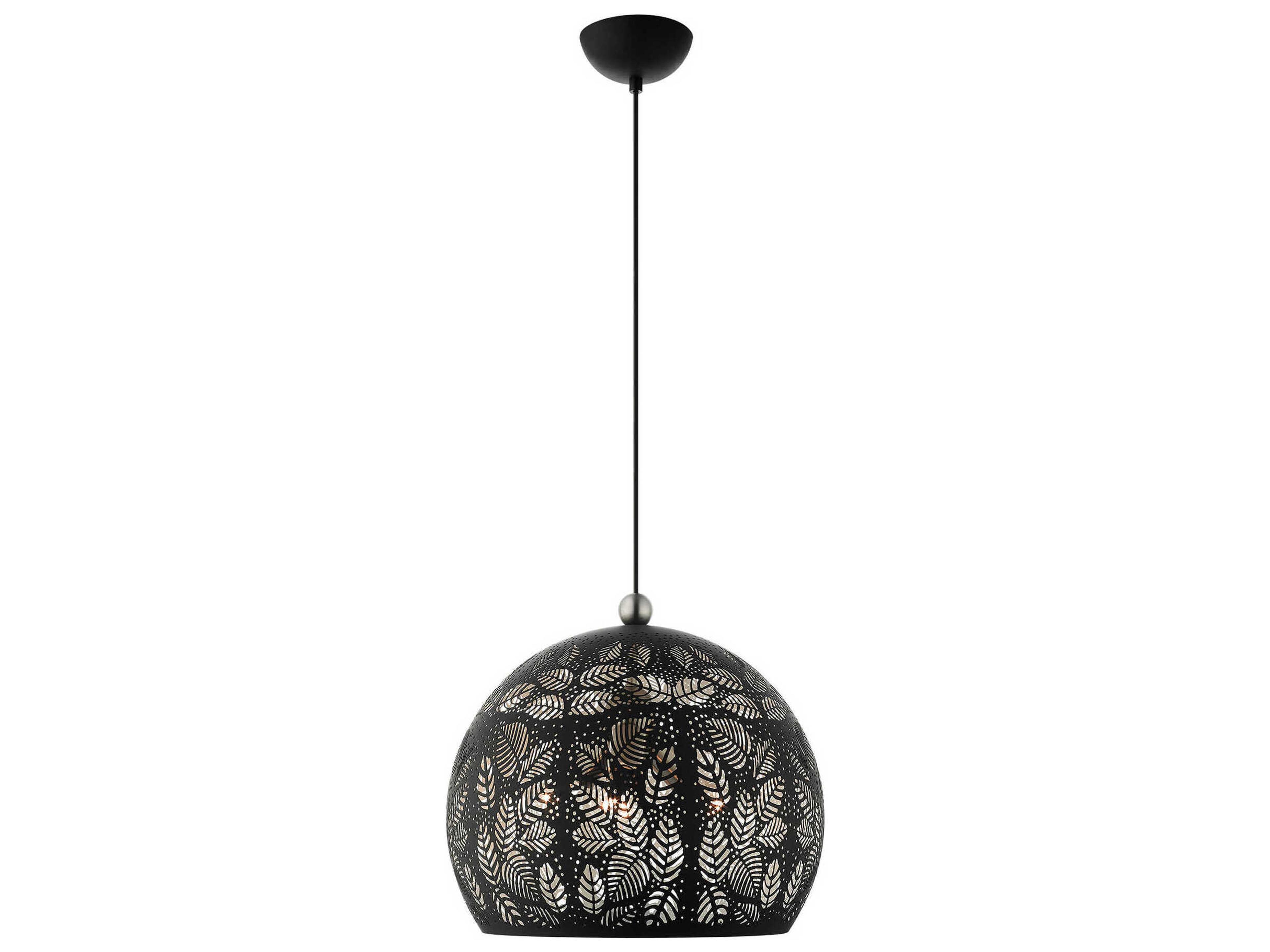 Chantily 3-Light Black Brushed Nickel Round Pendant
