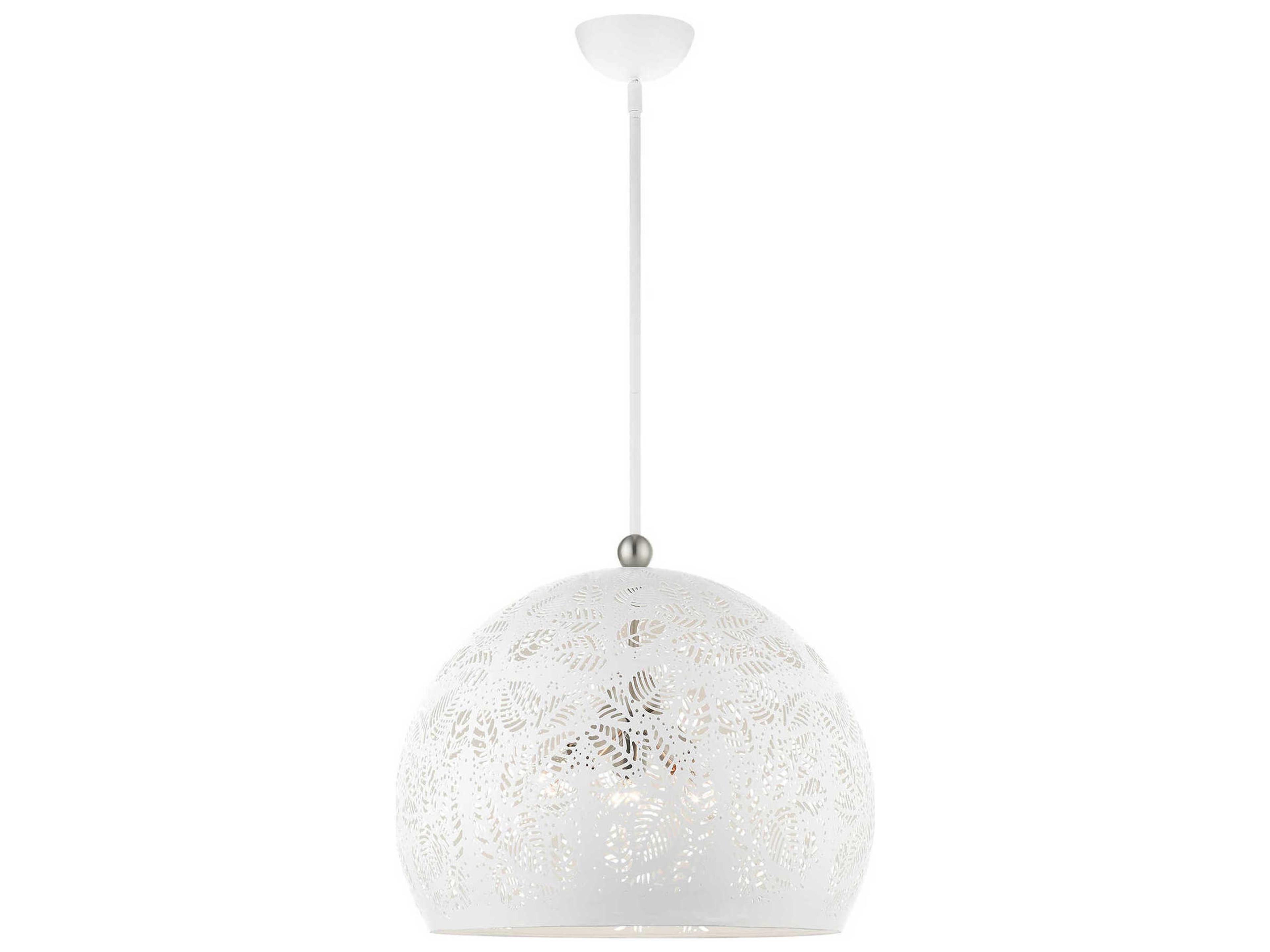 Chantily 3-Light White Brushed Nickel Round Pendant