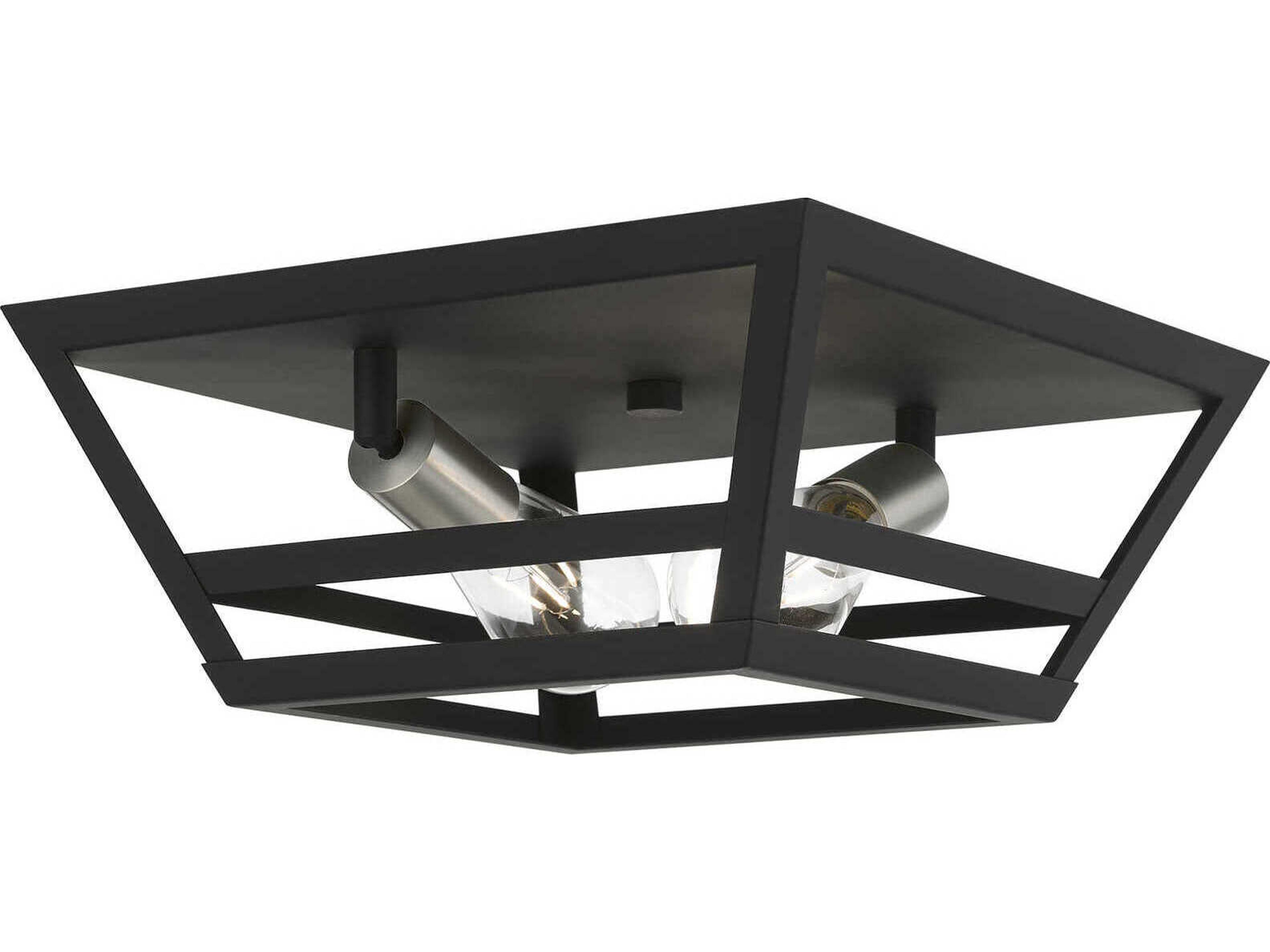 Livex Lighting Schofield 2-Light Black Brushed Nickel Geometric Flush Mount