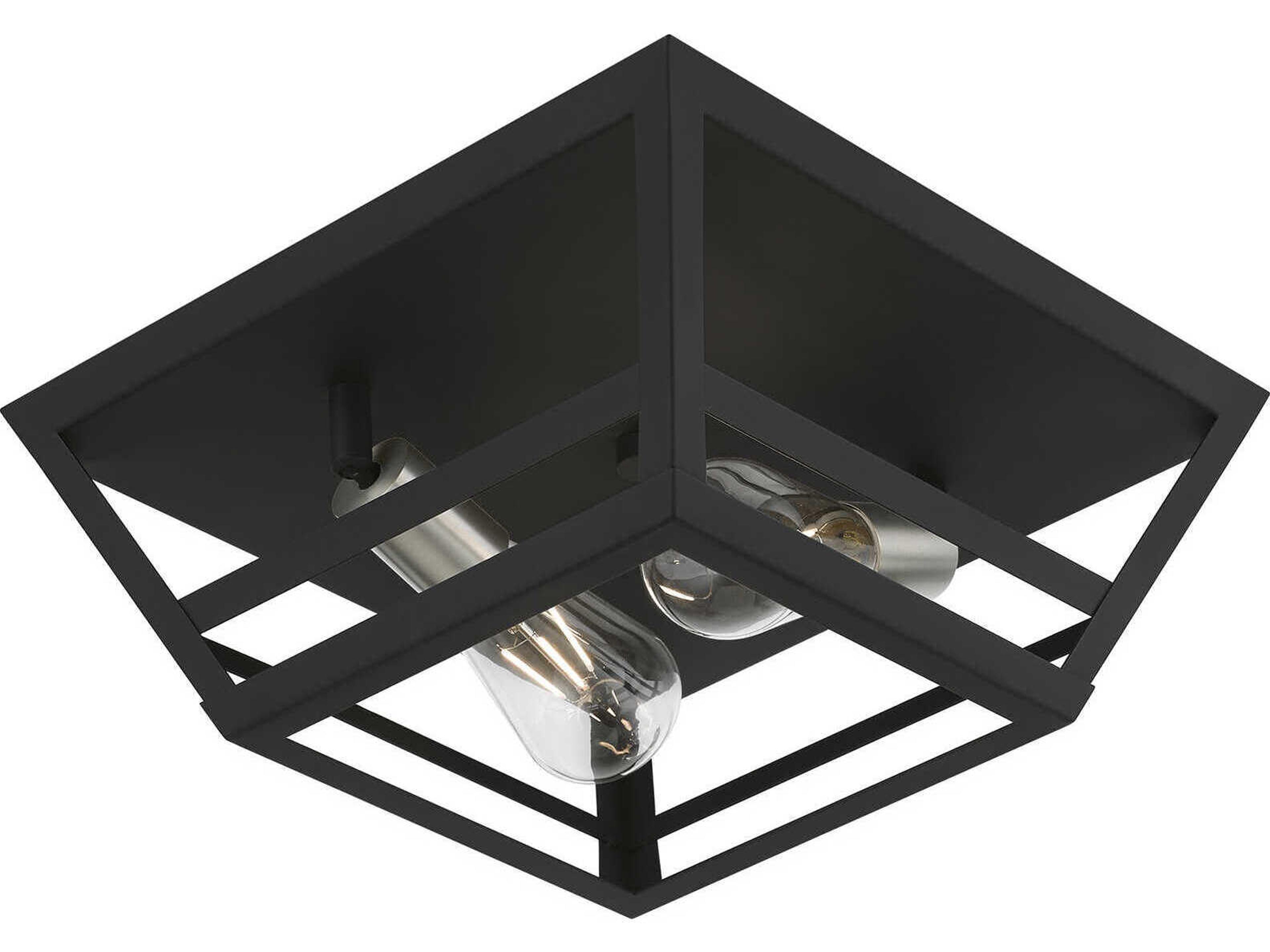 Livex Lighting Schofield 2-Light Black Brushed Nickel Geometric Flush Mount