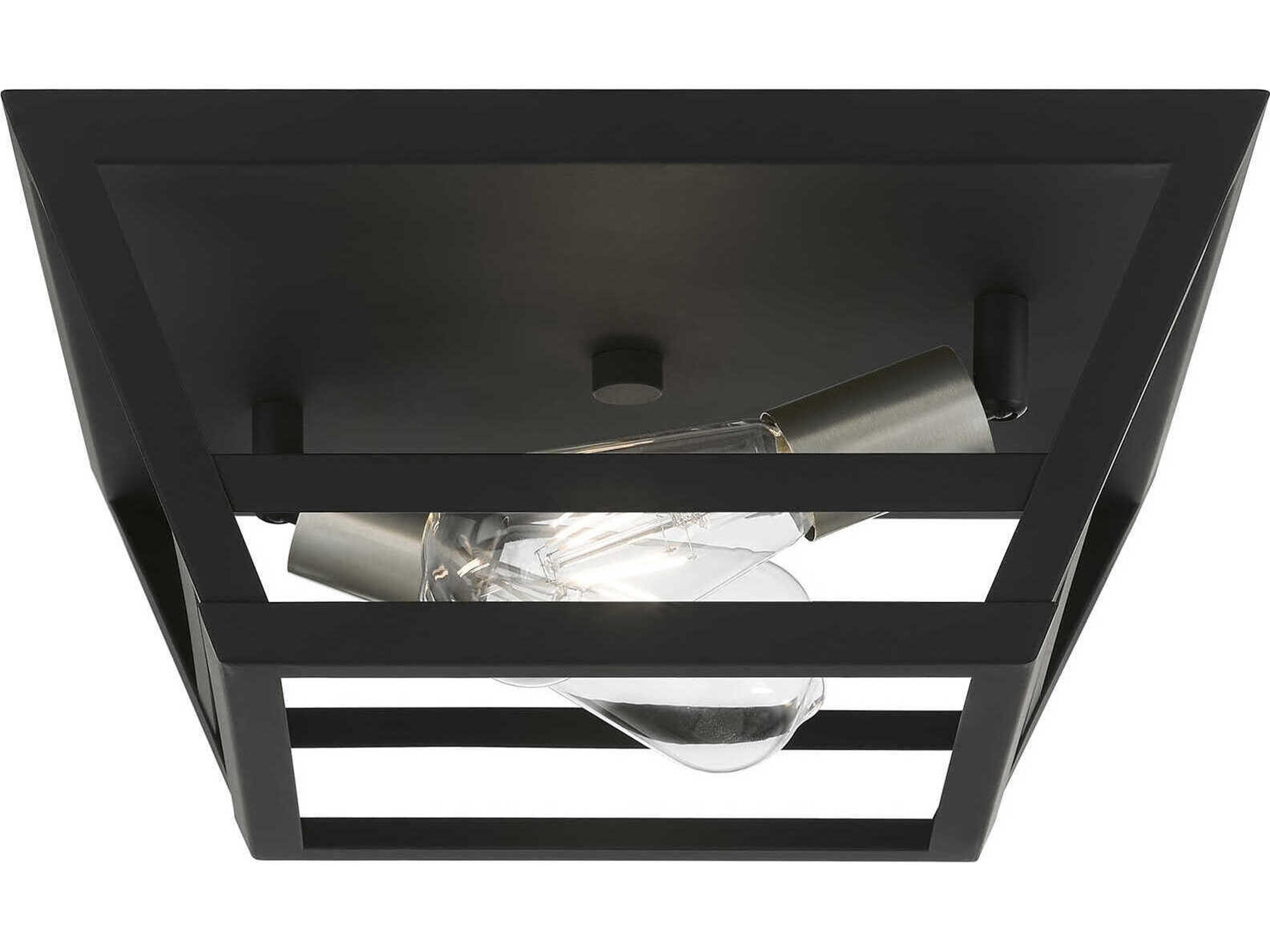 Livex Lighting Schofield 2-Light Black Brushed Nickel Geometric Flush Mount