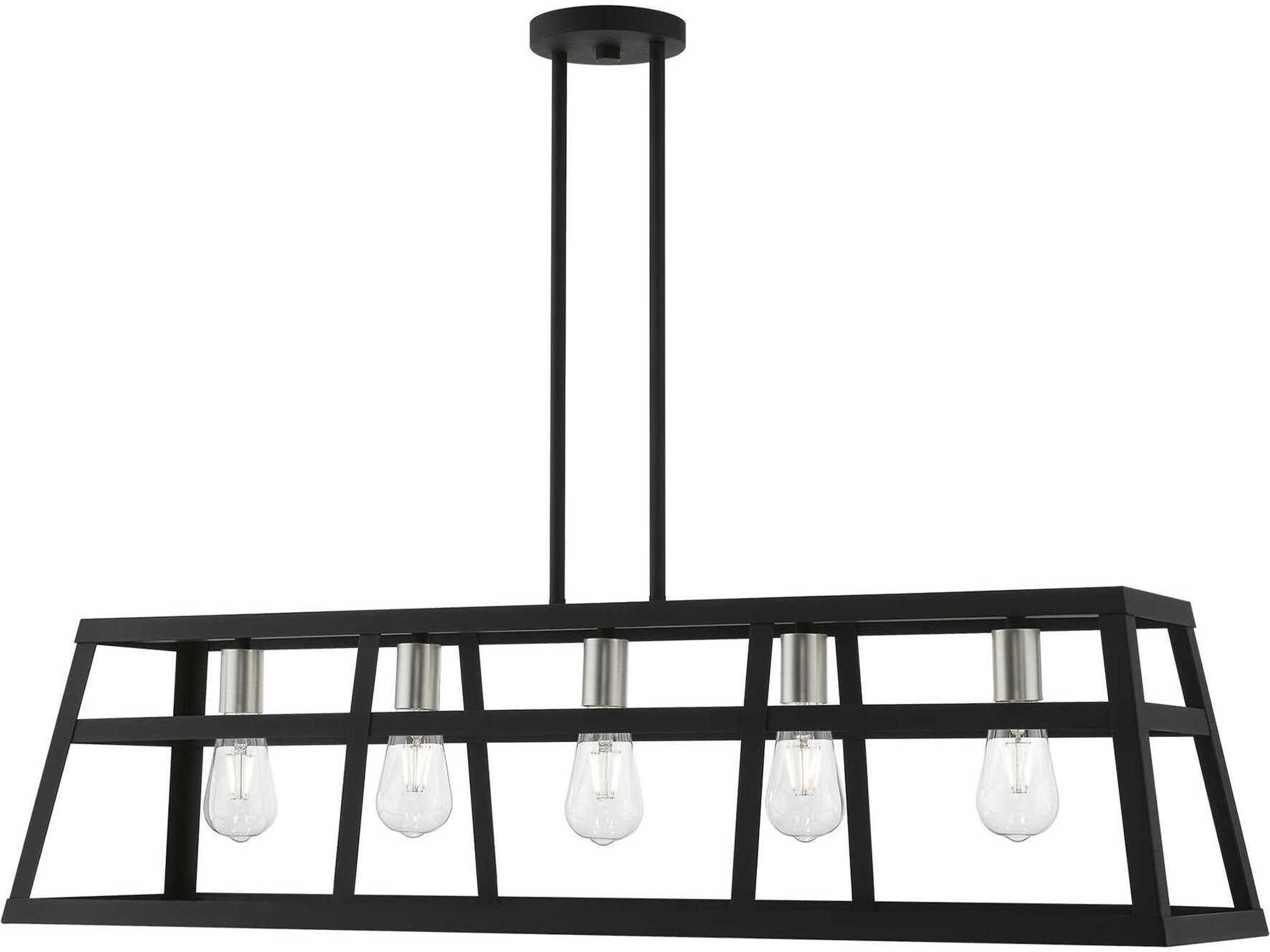Schofield 5-Light Black Brushed Nickel Geometric Linear Island Pendant