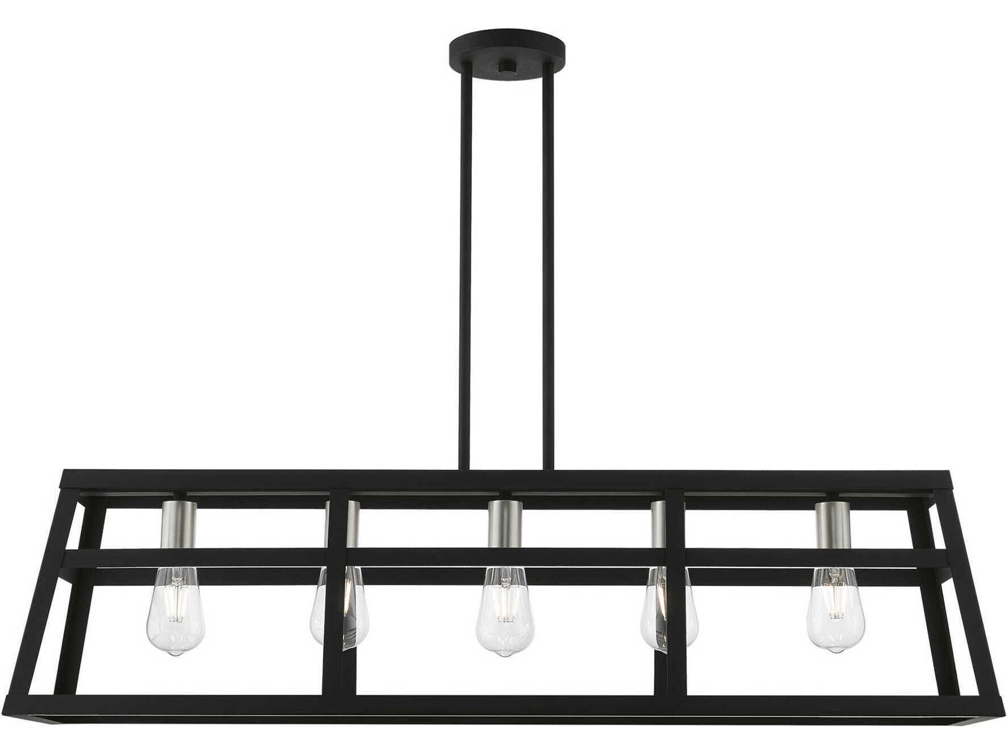 Livex Lighting Schofield 5-Light Black Brushed Nickel Geometric Linear Island Pendant