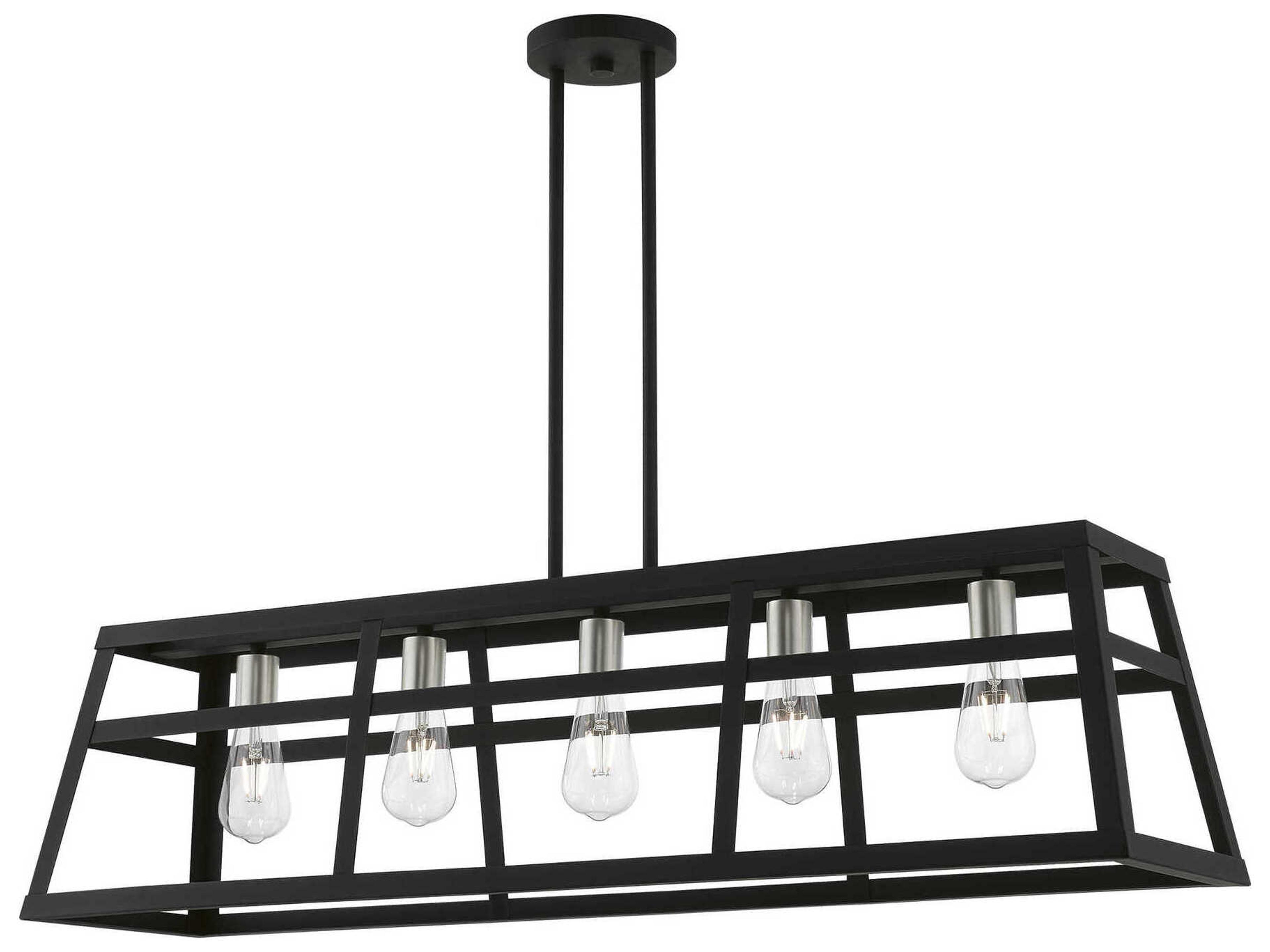 Livex Lighting Schofield 5-Light Black Brushed Nickel Geometric Linear Island Pendant