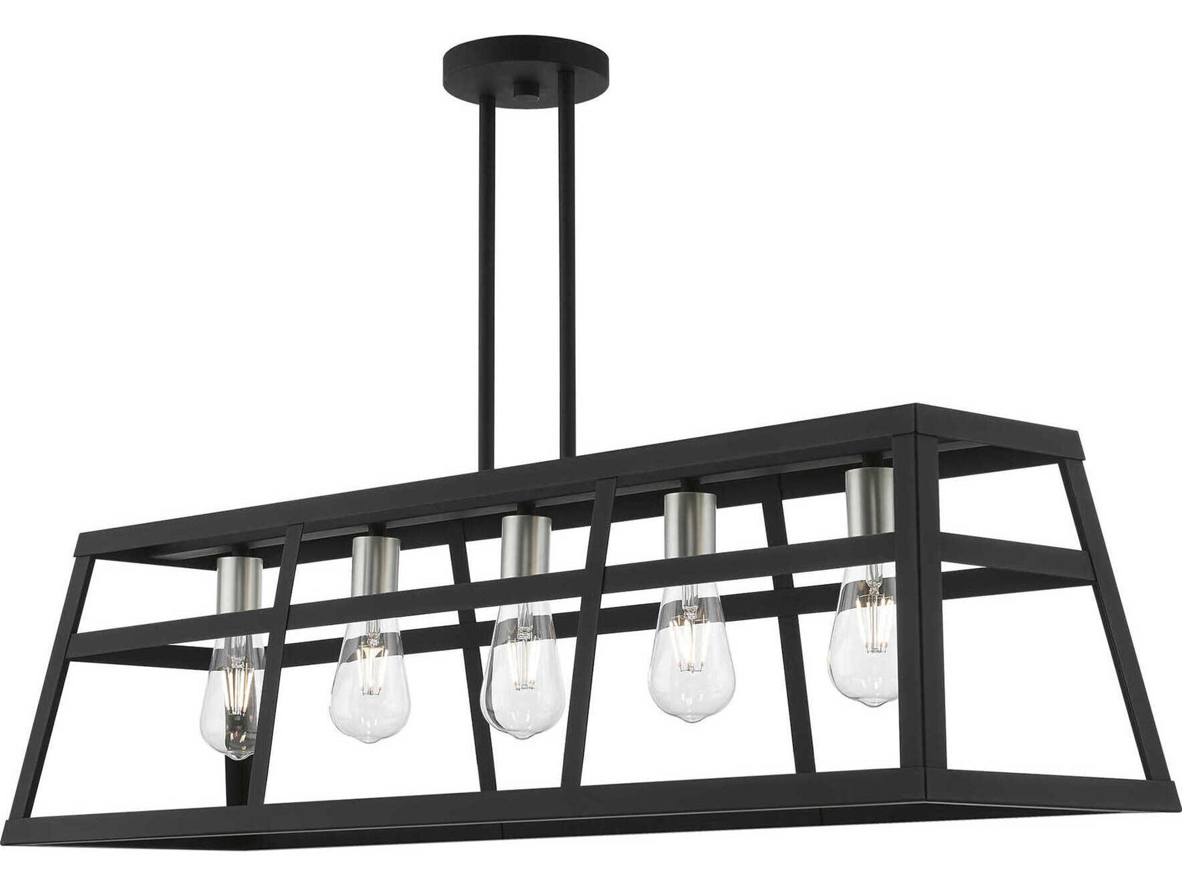 Livex Lighting Schofield 5-Light Black Brushed Nickel Geometric Linear Island Pendant