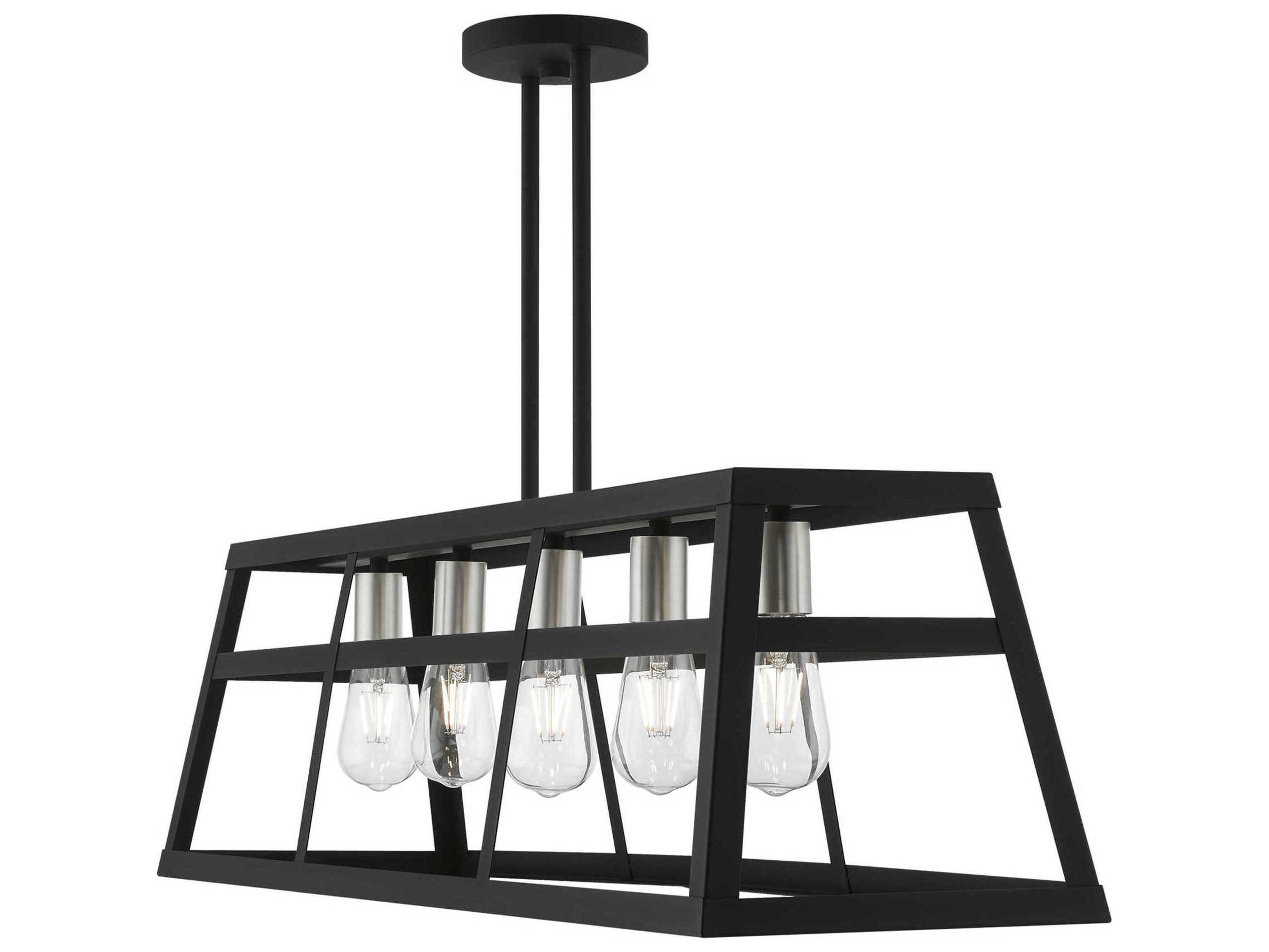 Livex Lighting Schofield 5-Light Black Brushed Nickel Geometric Linear Island Pendant