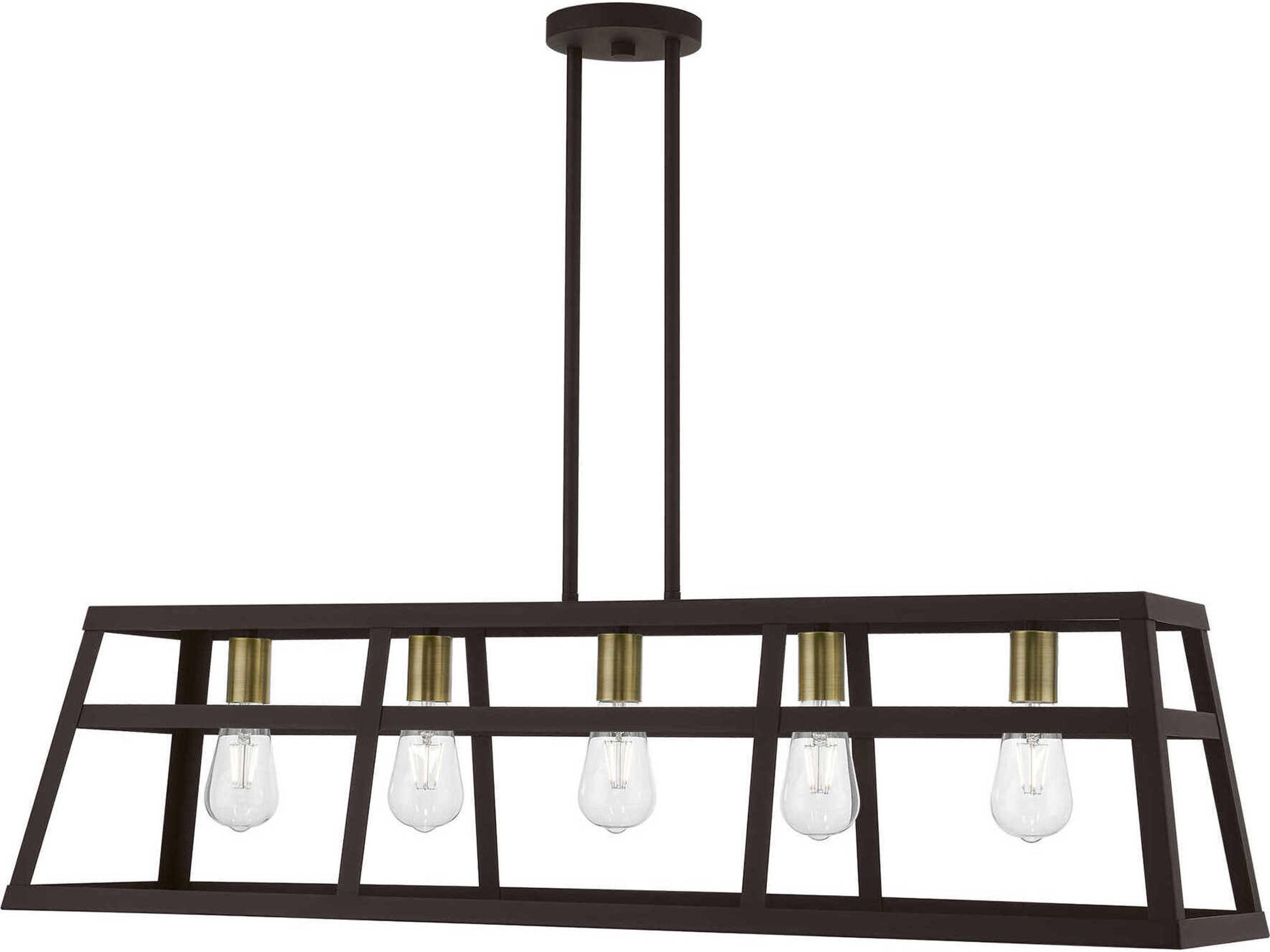 Schofield 5-Light Bronze Antique Brass Geometric Linear Island Pendant