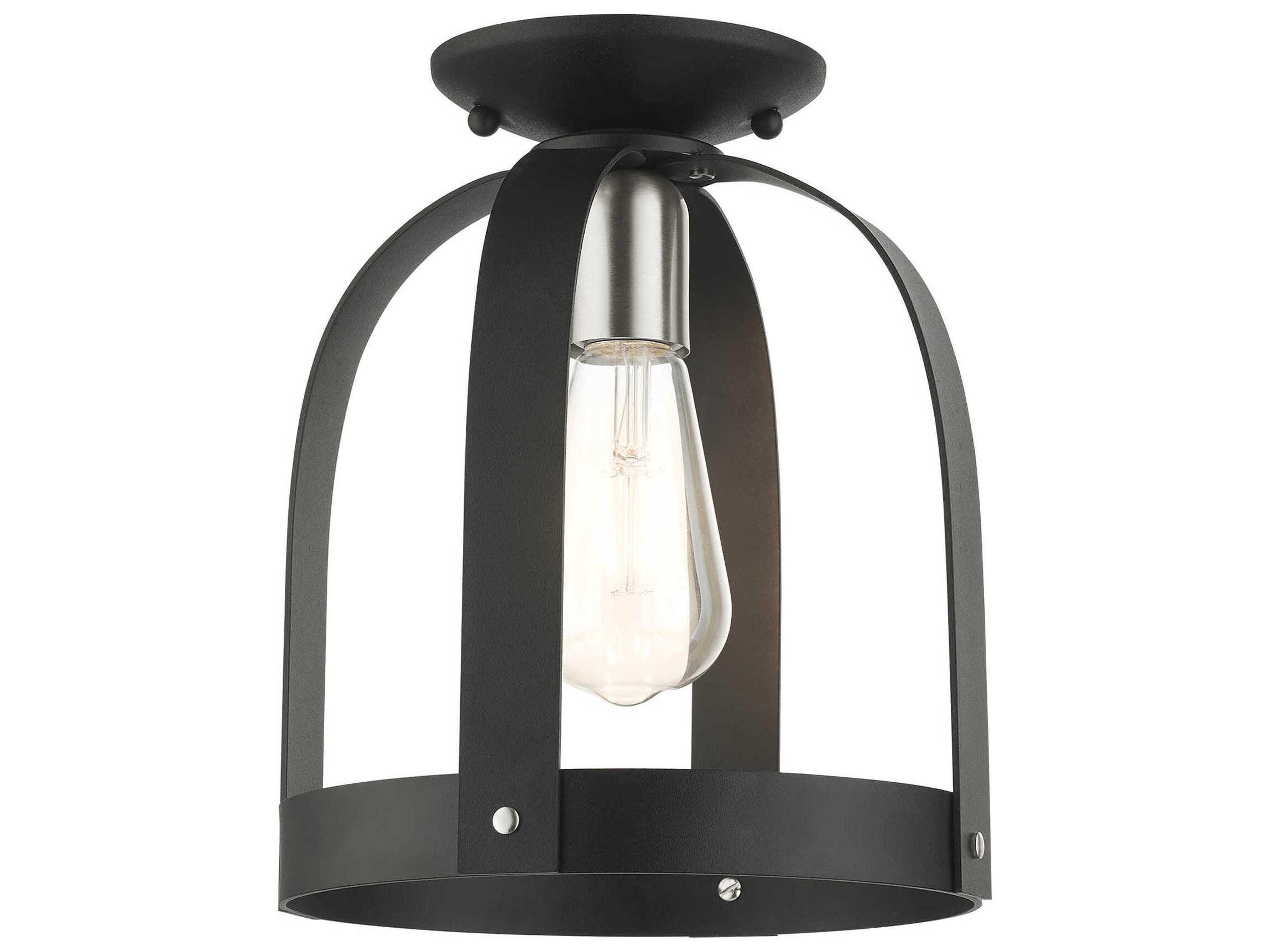 Stoneridge 1-Light Textured Black Semi Flush Mount