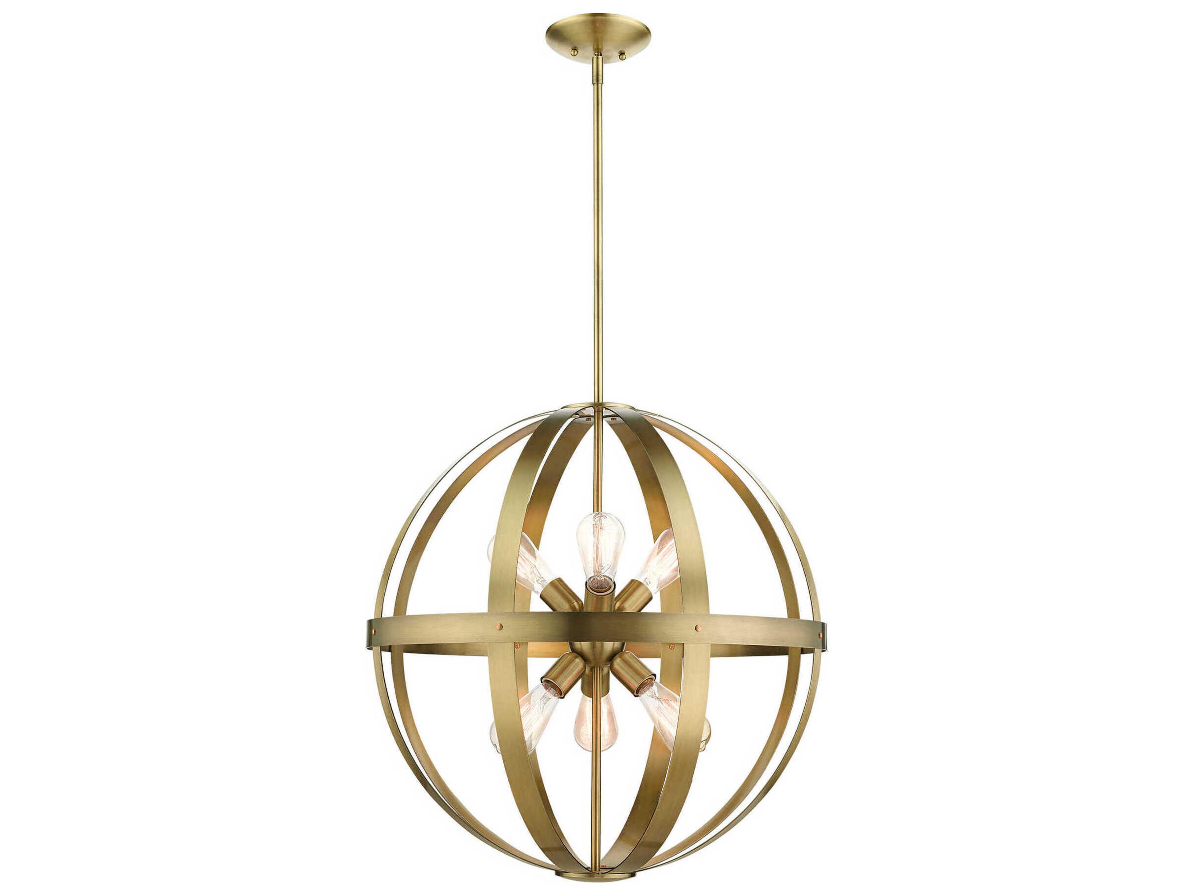 Stoneridge 6-Light Antique Brass Globe Pendant