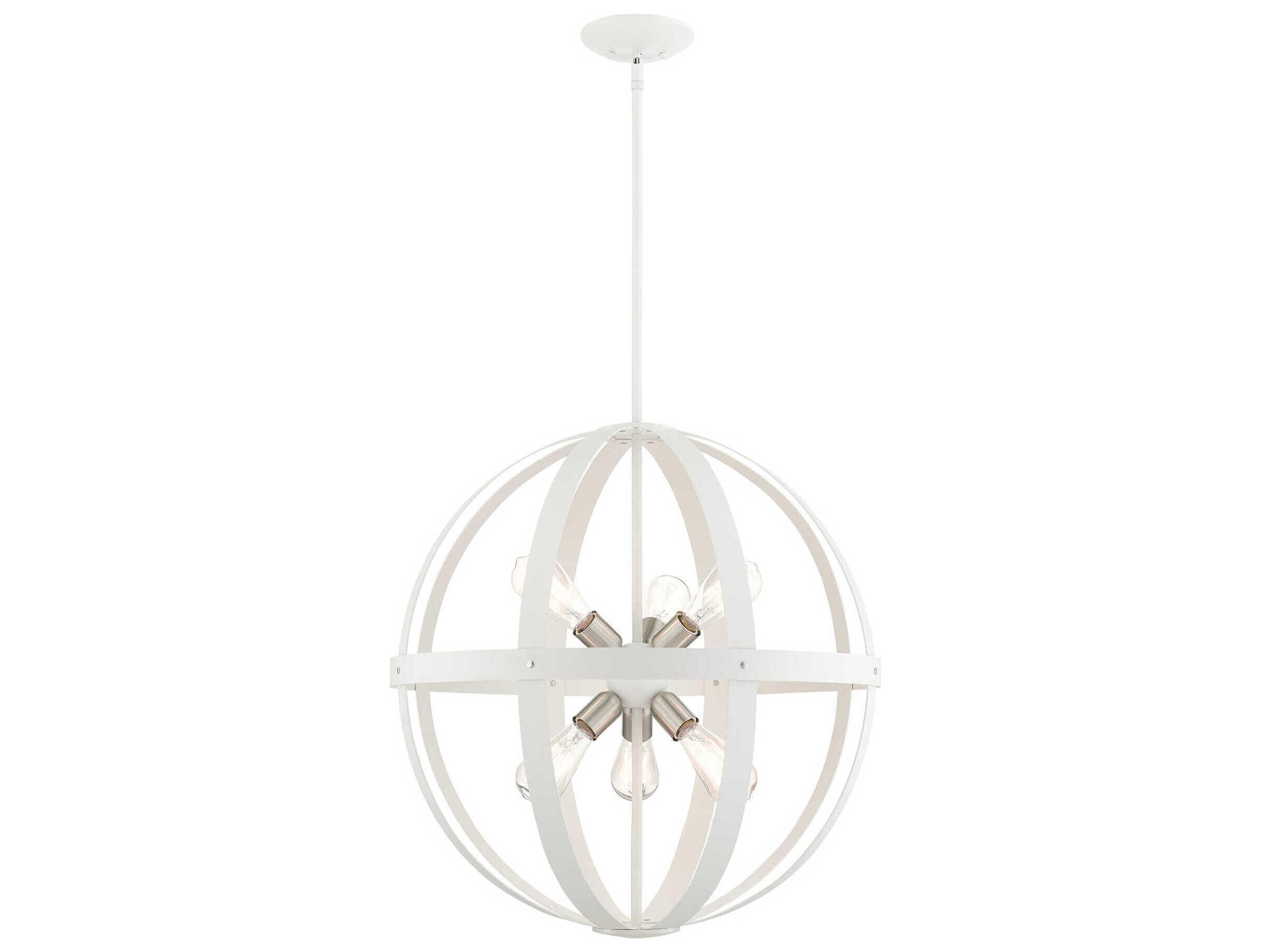 Stoneridge 6-Light Textured White Brushed Nickel Globe Pendant