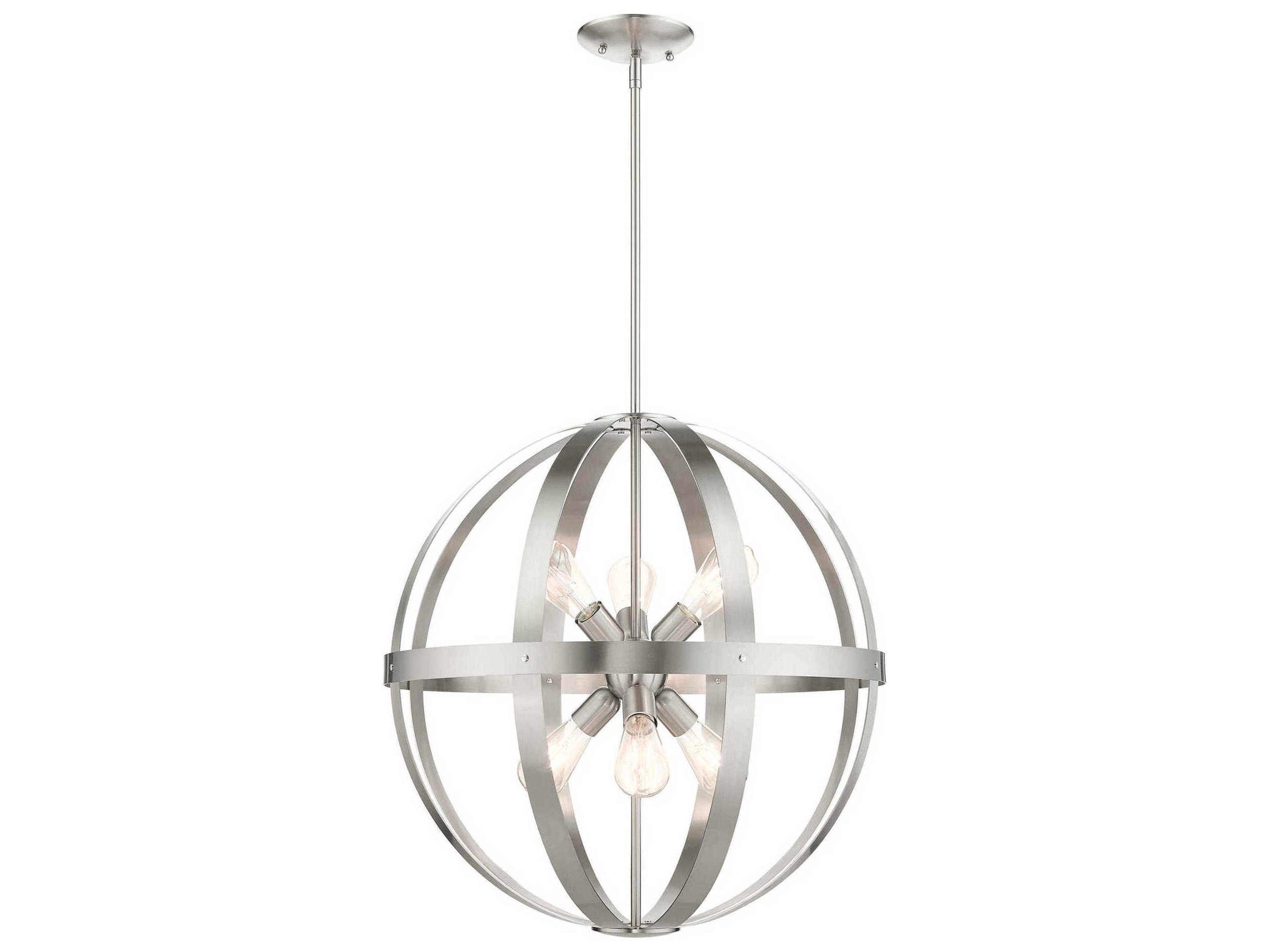 Stoneridge 6-Light Brushed Nickel Globe Pendant