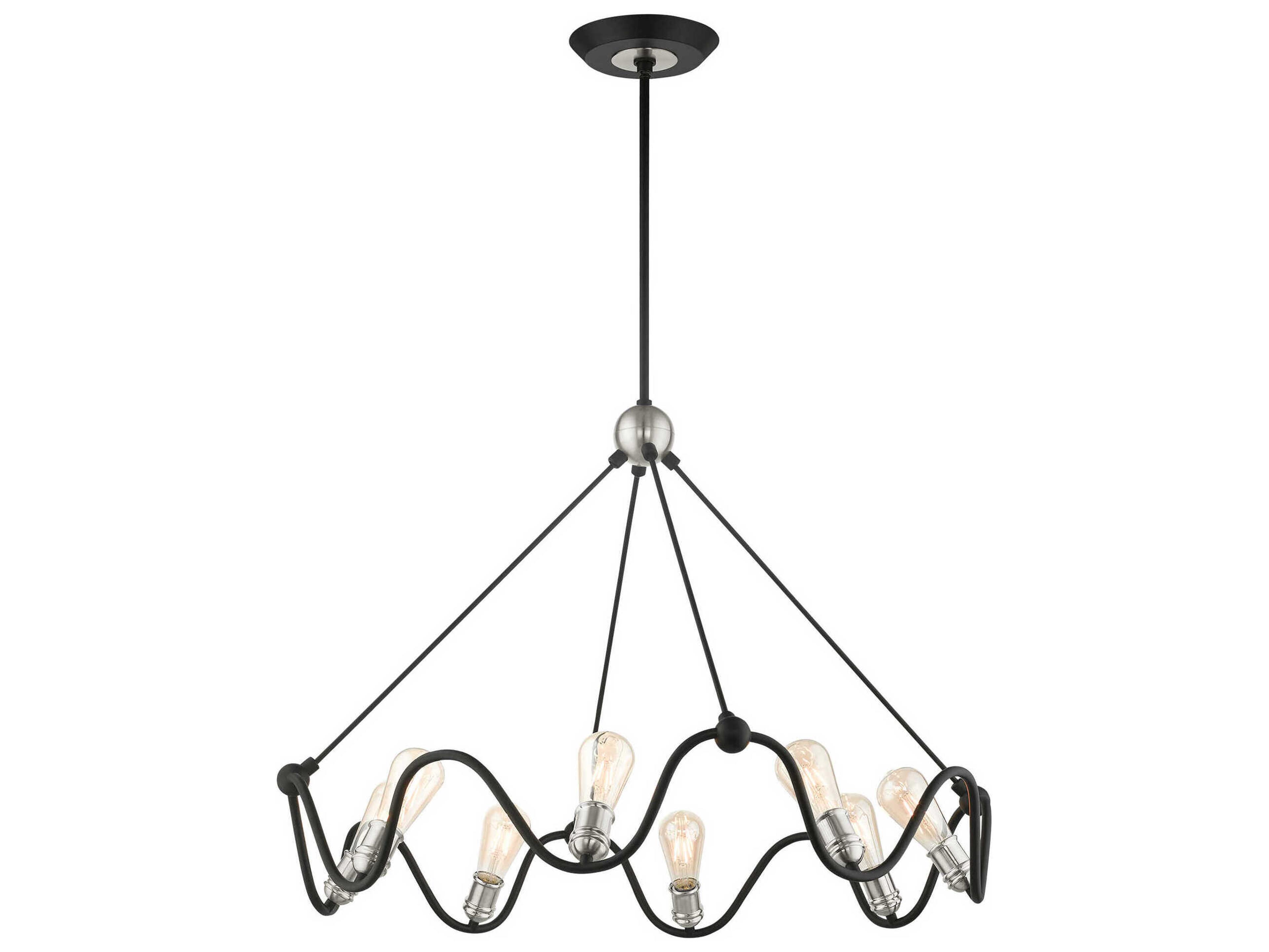 Livex Lighting Archer 8-Light Textured Black Brushed Nickel Chandelier
