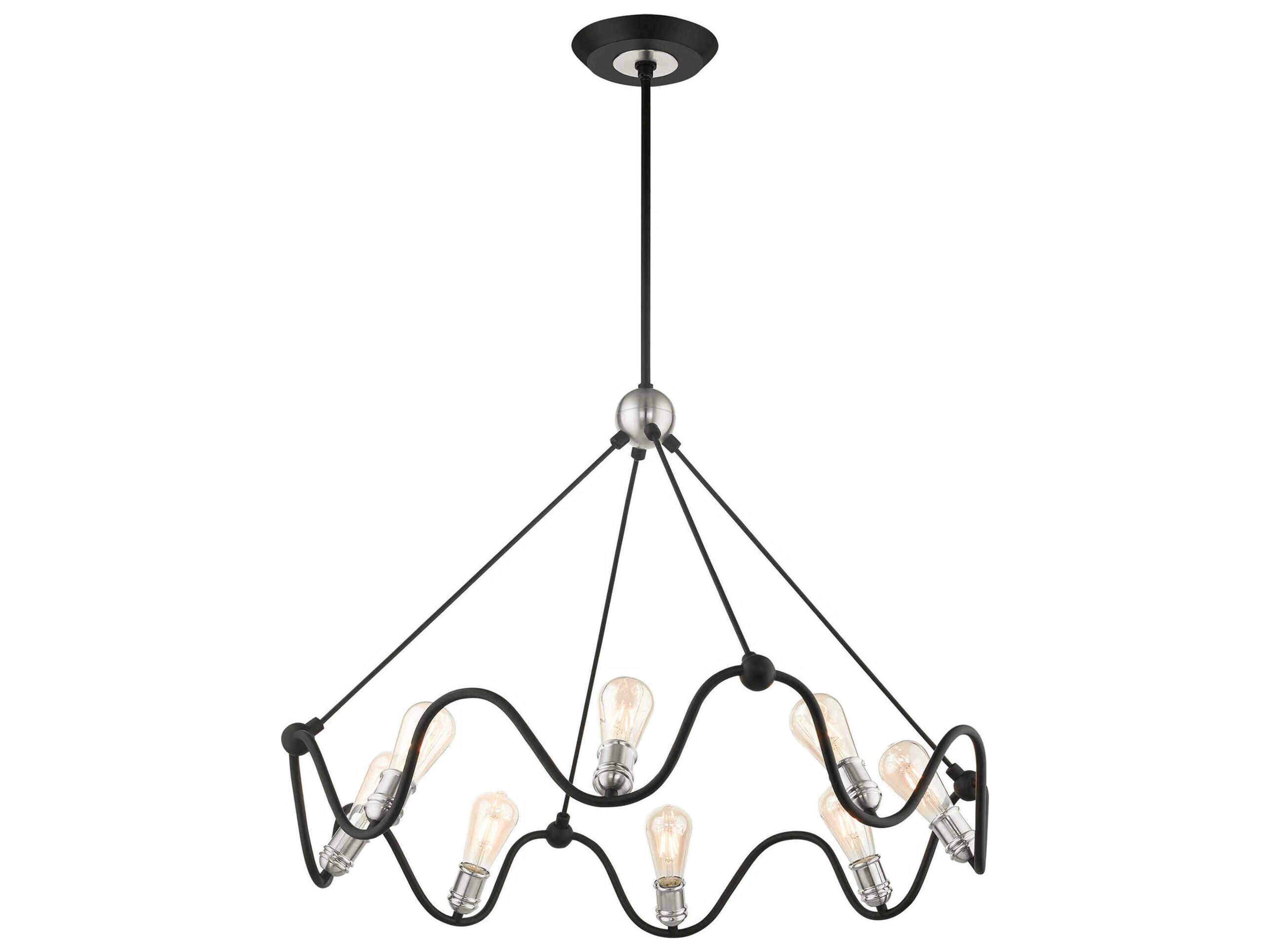 Livex Lighting Archer 8-Light Textured Black Brushed Nickel Chandelier