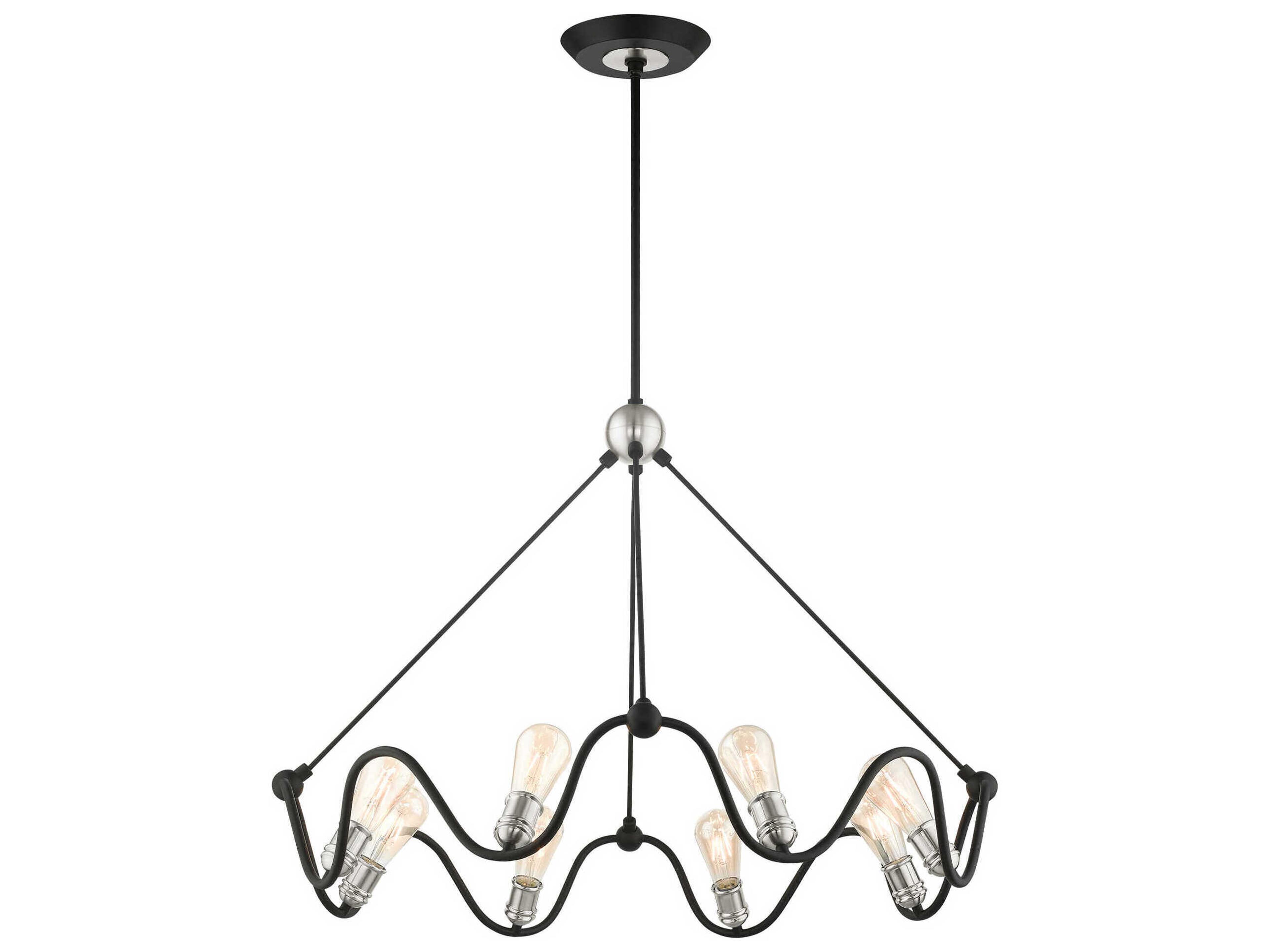 Livex Lighting Archer 8-Light Textured Black Brushed Nickel Chandelier