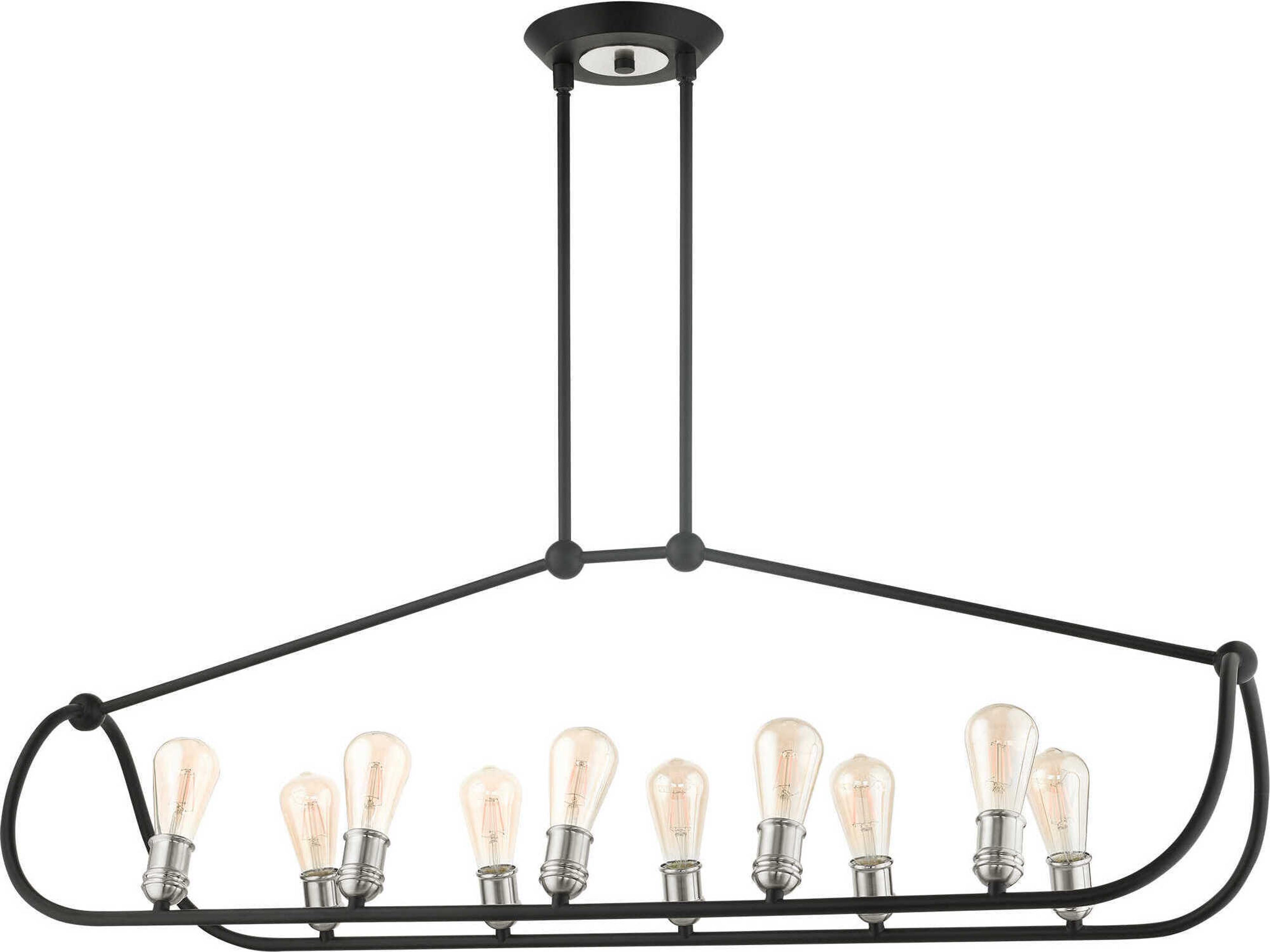 Livex Lighting Archer 10-Light Textured Black Brushed Nickel Island Pendant
