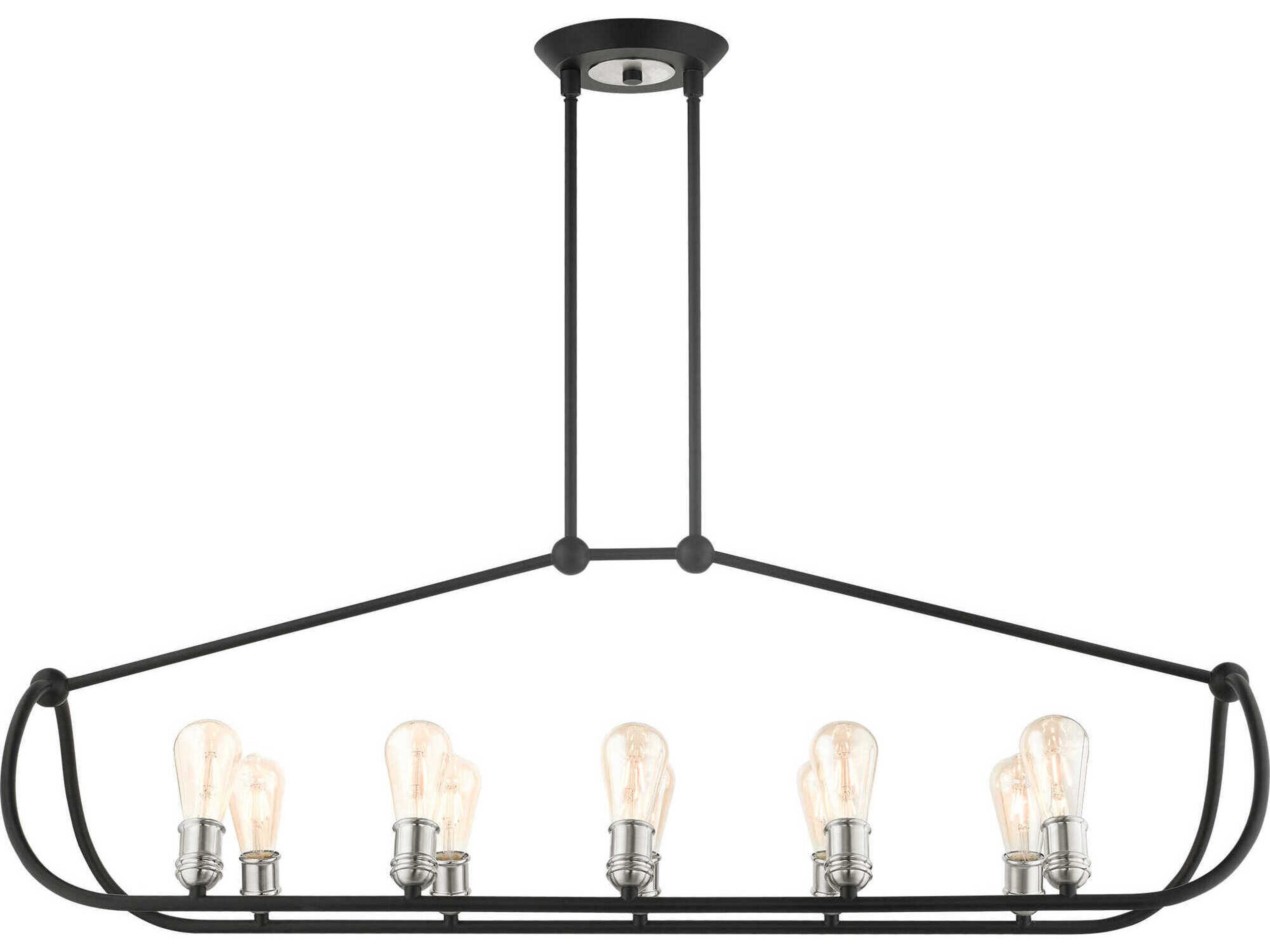 Livex Lighting Archer 10-Light Textured Black Brushed Nickel Island Pendant