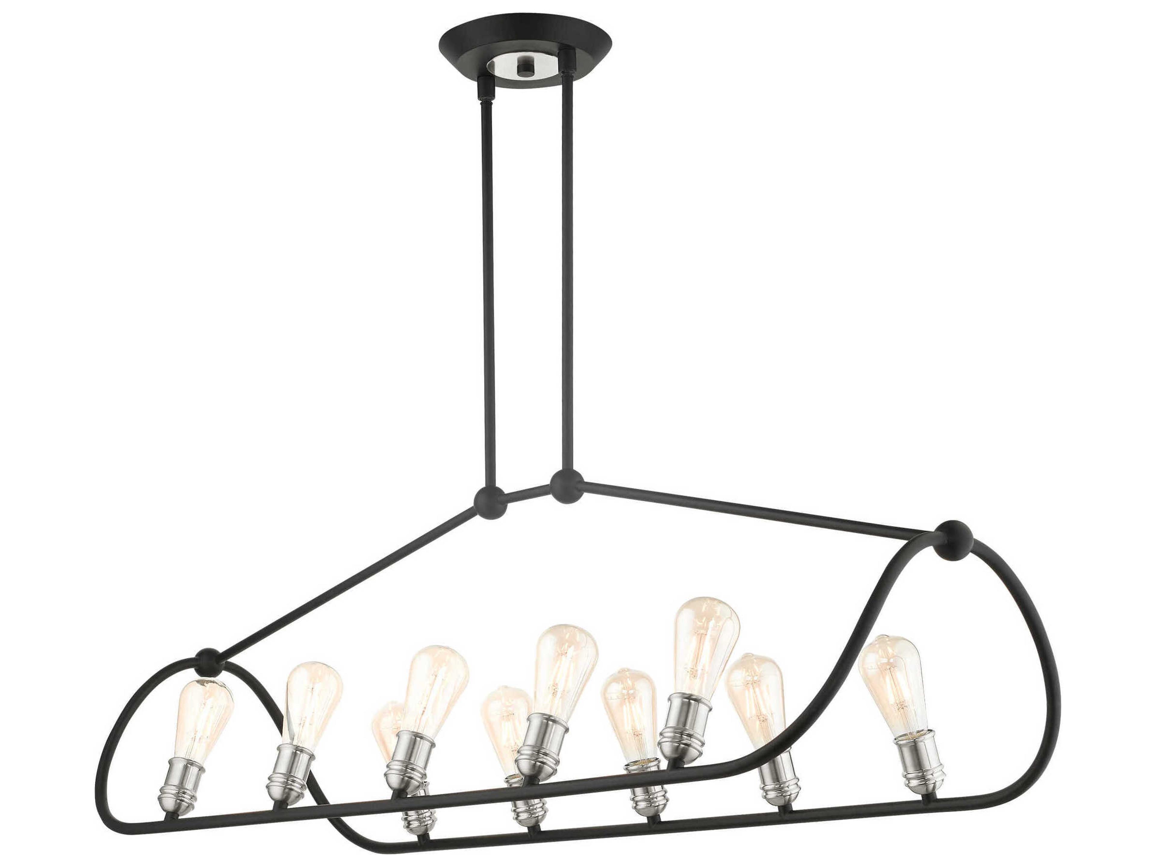 Livex Lighting Archer 10-Light Textured Black Brushed Nickel Island Pendant