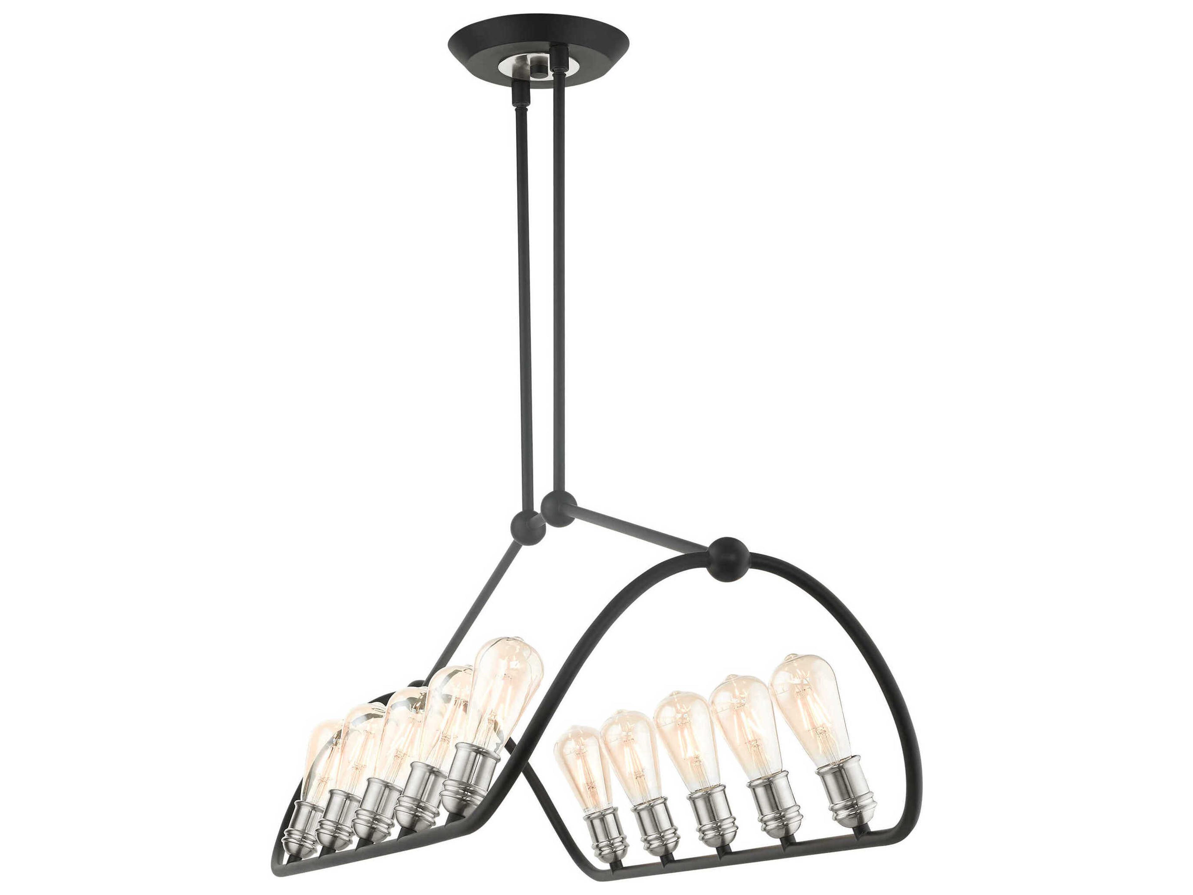 Livex Lighting Archer 10-Light Textured Black Brushed Nickel Island Pendant