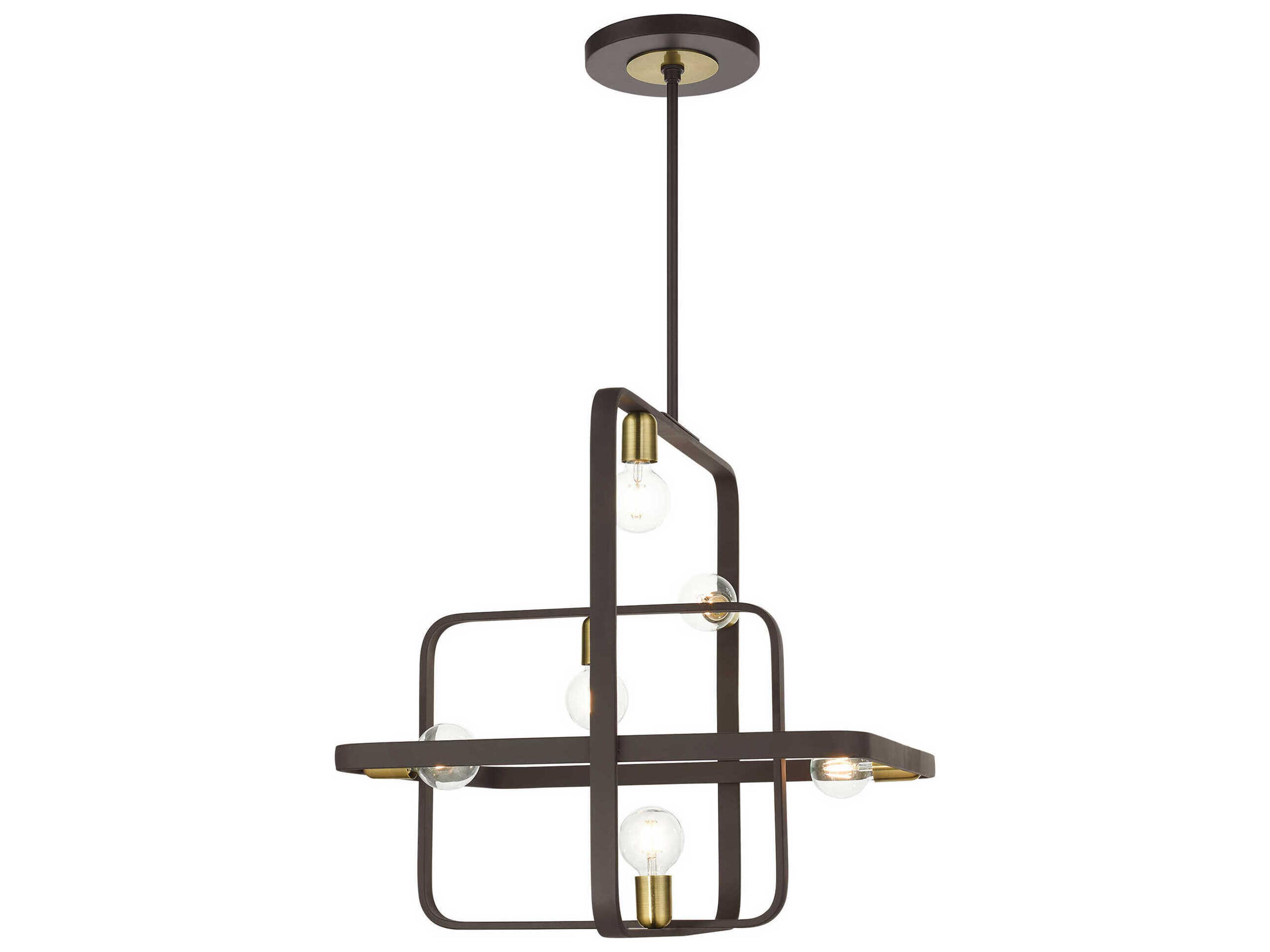 Bergamo 6-Light Bronze Antique Brass Geometric Pendant