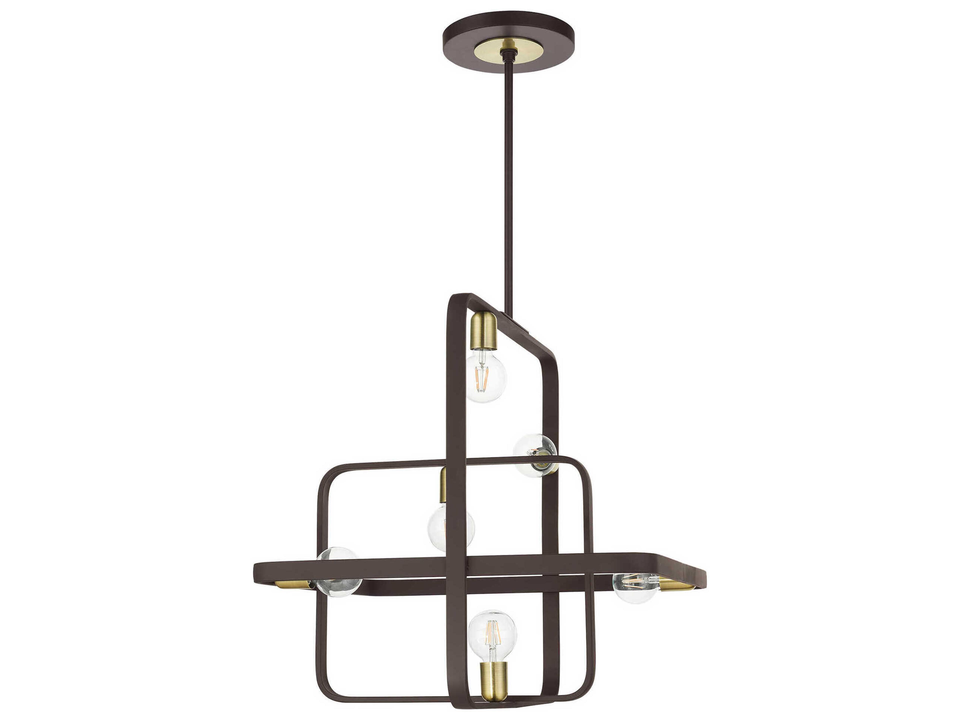 Livex Lighting Bergamo 6-Light Bronze Antique Brass Geometric Pendant