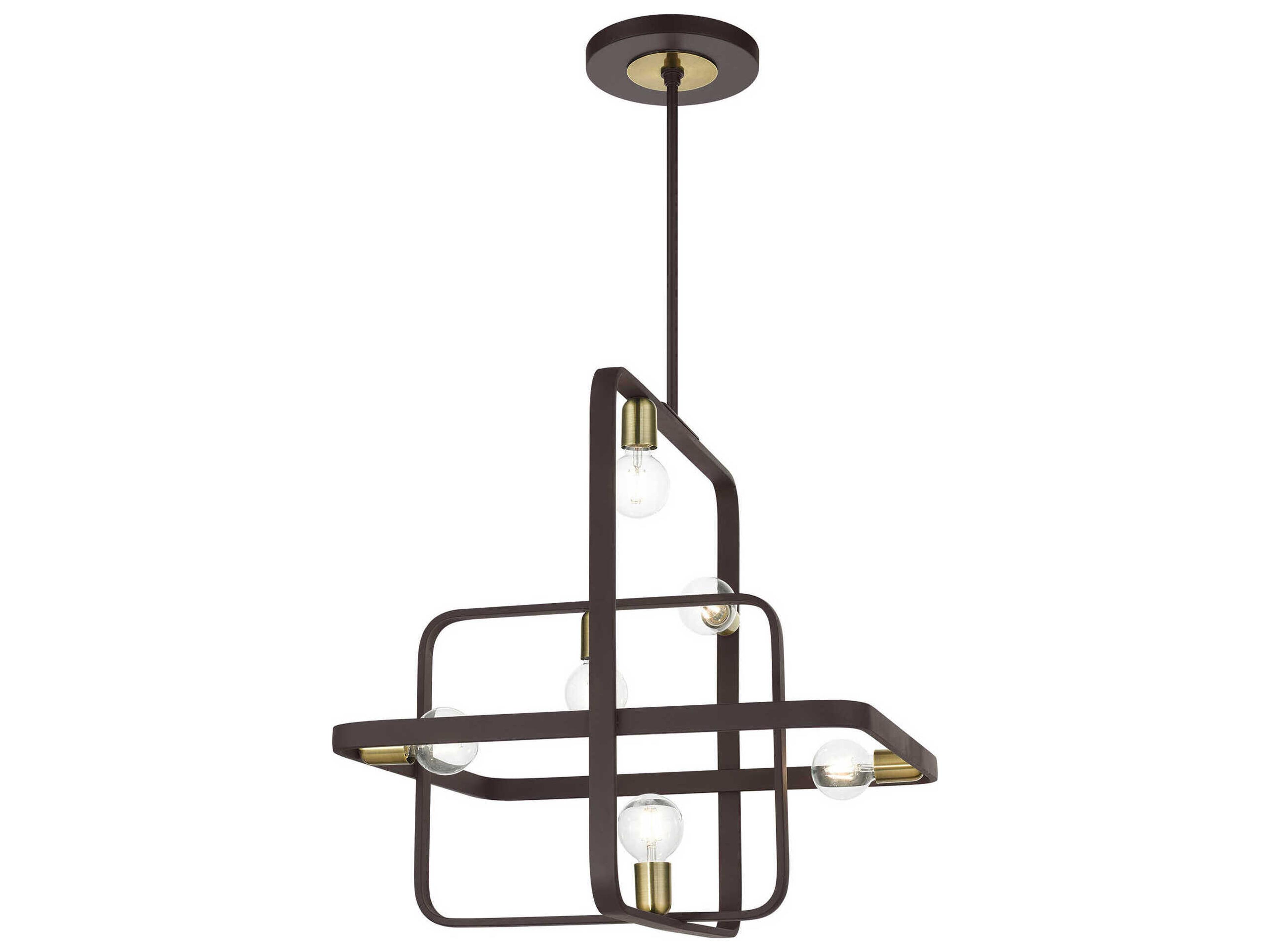 Livex Lighting Bergamo 6-Light Bronze Antique Brass Geometric Pendant