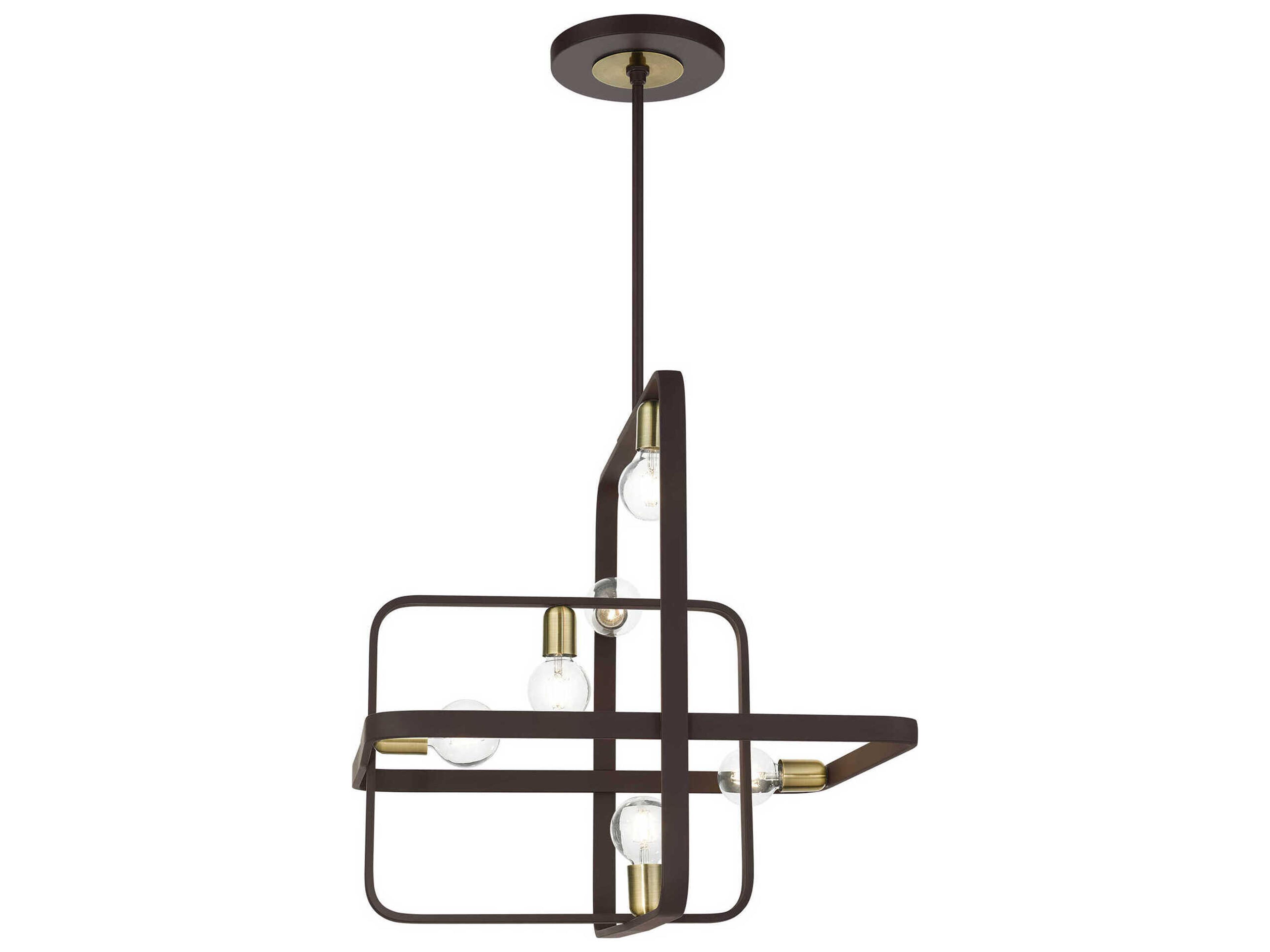 Livex Lighting Bergamo 6-Light Bronze Antique Brass Geometric Pendant