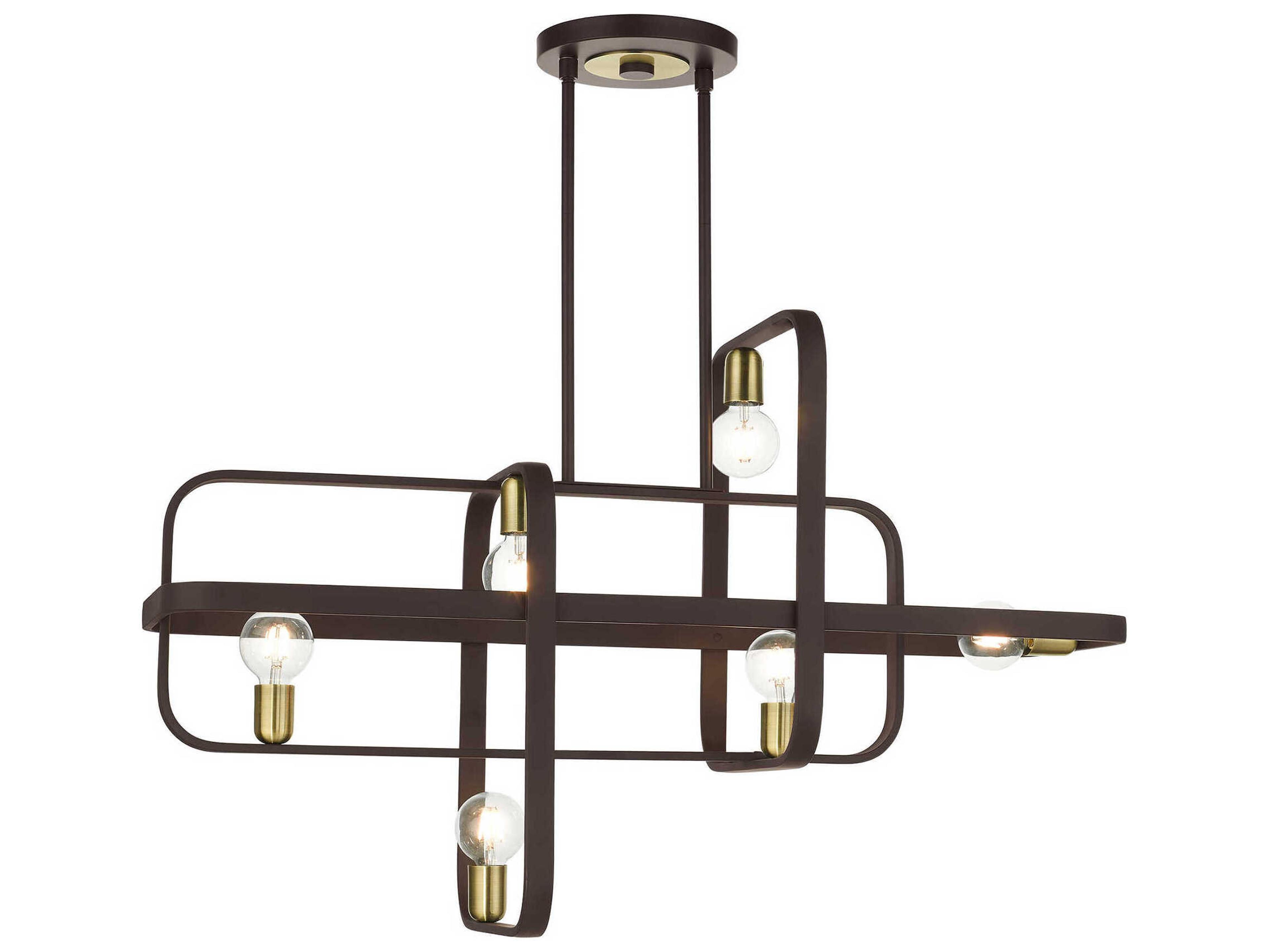 Bergamo 6-Light Bronze Antique Brass Geometric Island Pendant