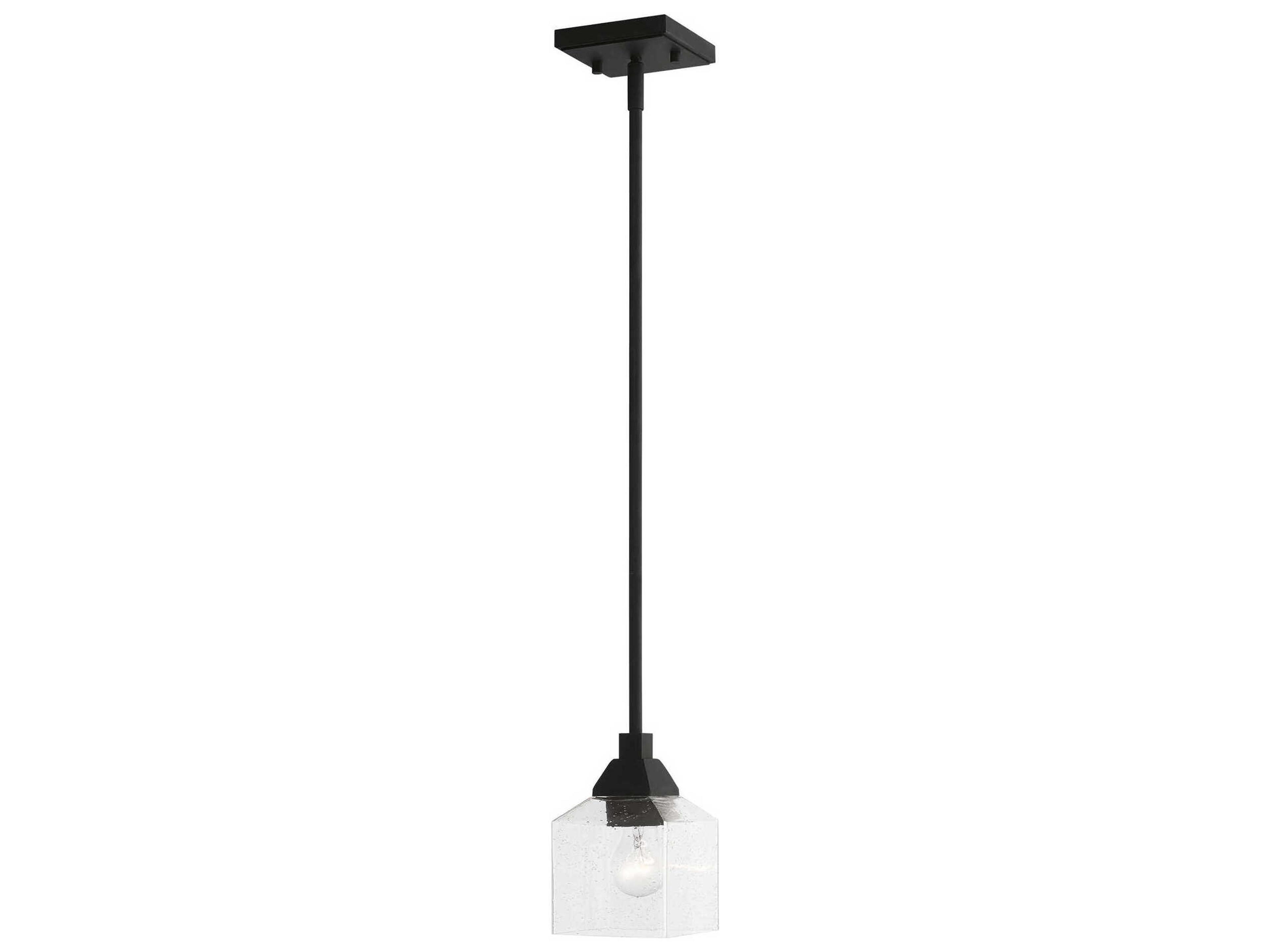 Aragon 1-Light Black Glass Mini Pendant