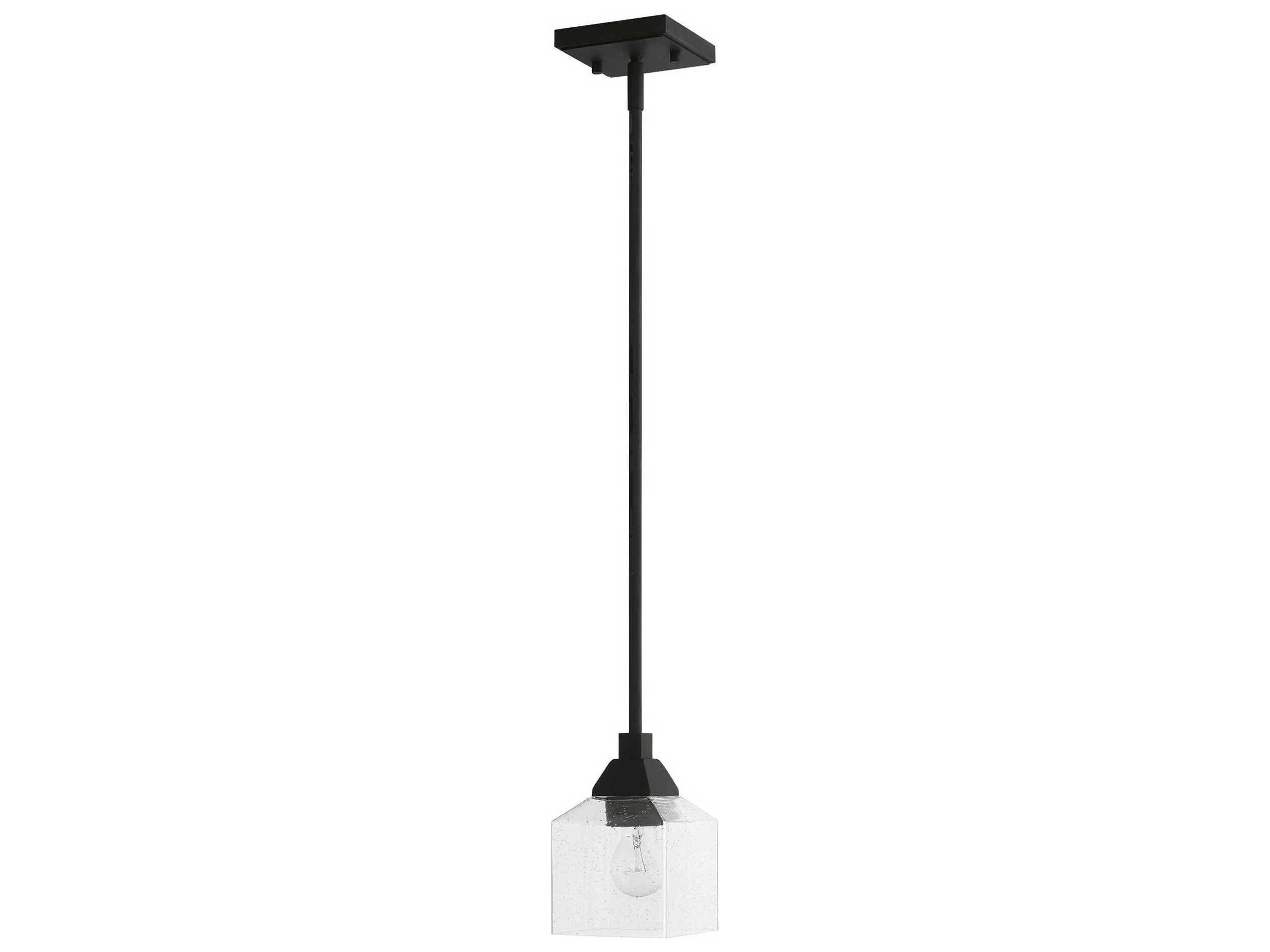Livex Lighting Aragon 1-Light Black Glass Mini Pendant