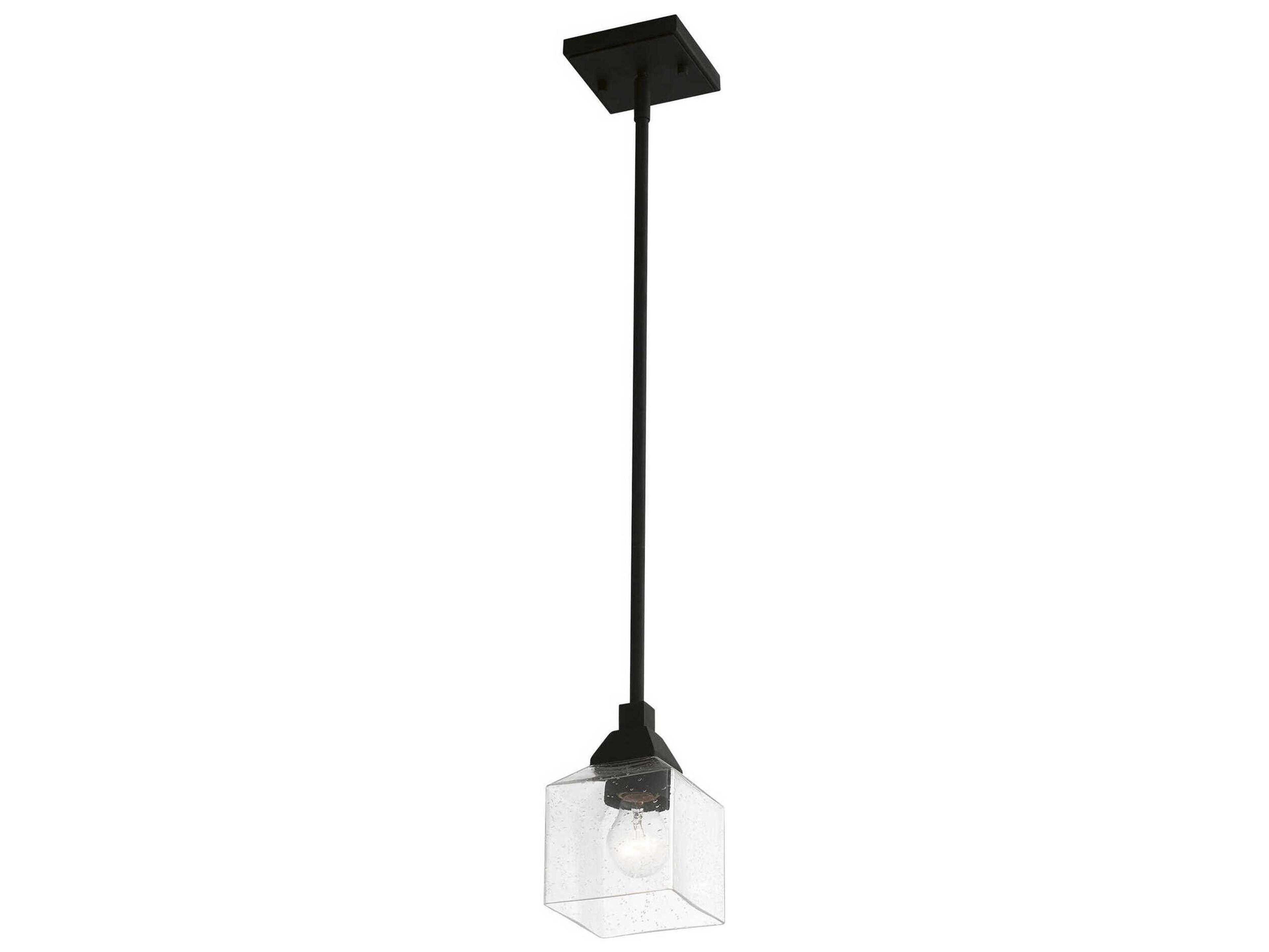 Livex Lighting Aragon 1-Light Black Glass Mini Pendant