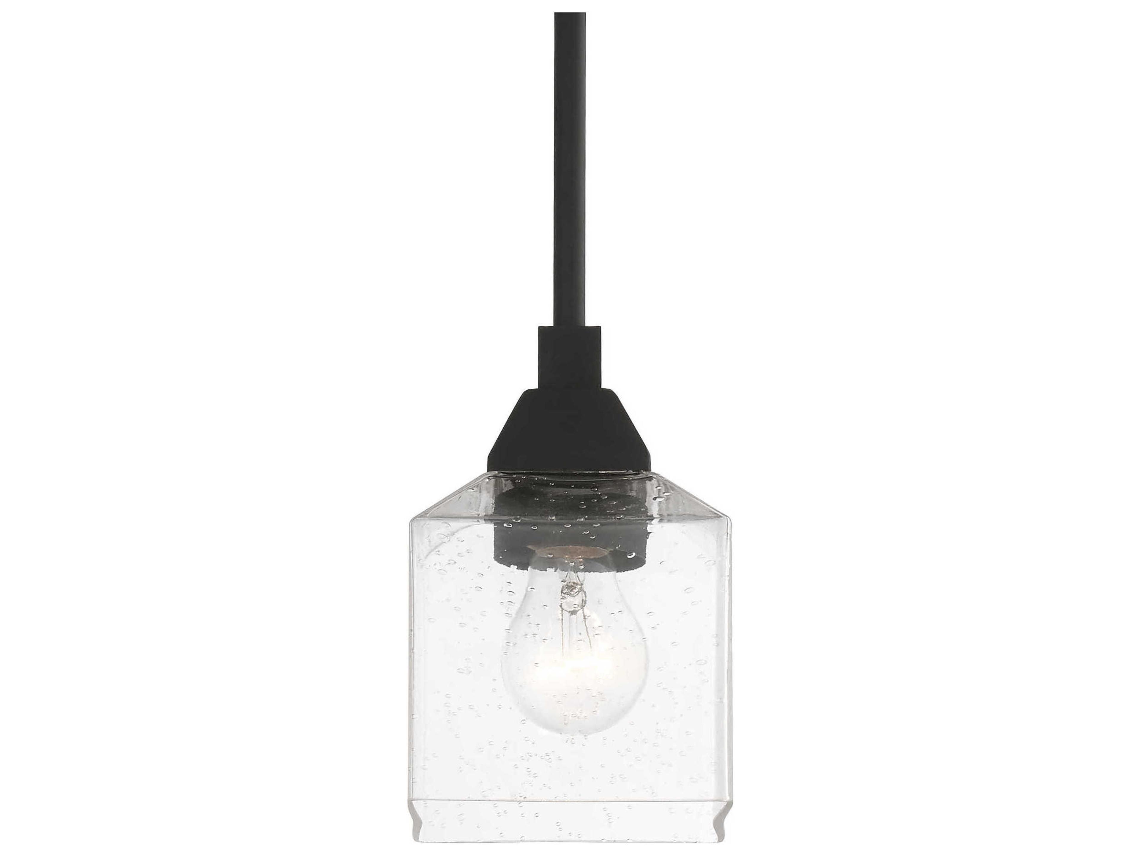 Livex Lighting Aragon 1-Light Black Glass Mini Pendant