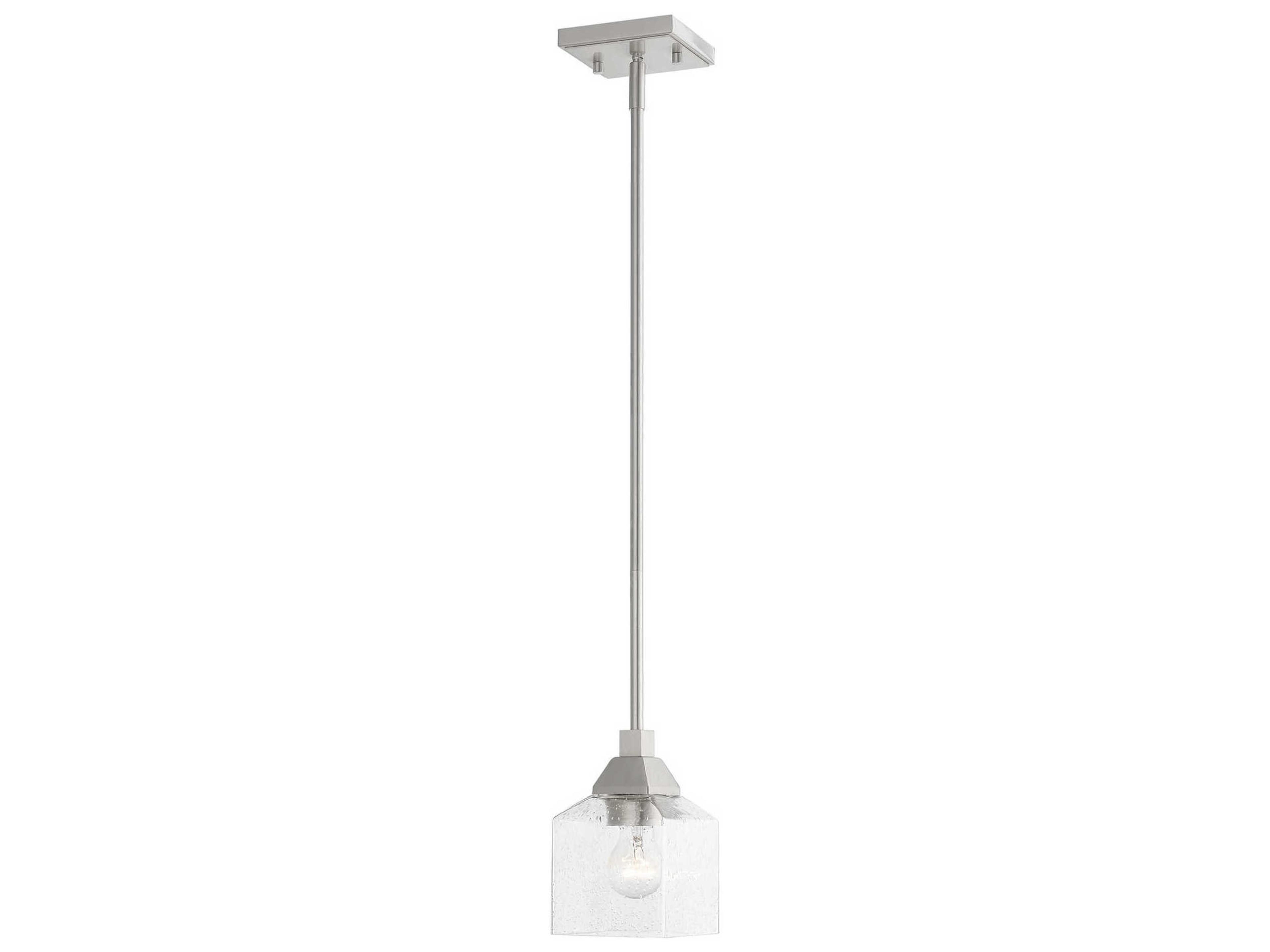 Aragon 1-Light Brushed Nickel Glass Mini Pendant
