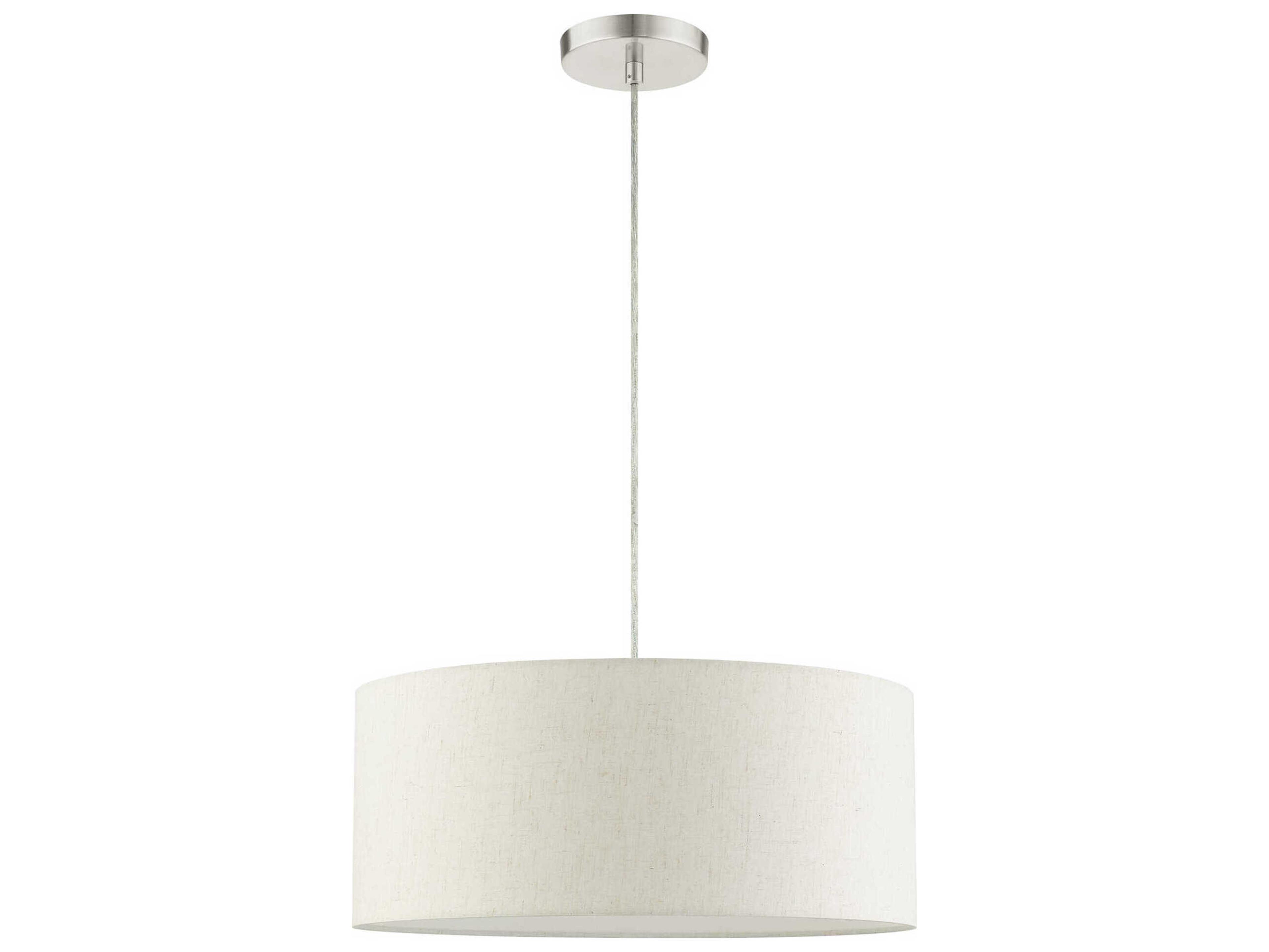 Livex Lighting Meadow 3-Light Brushed Nickel Drum Pendant