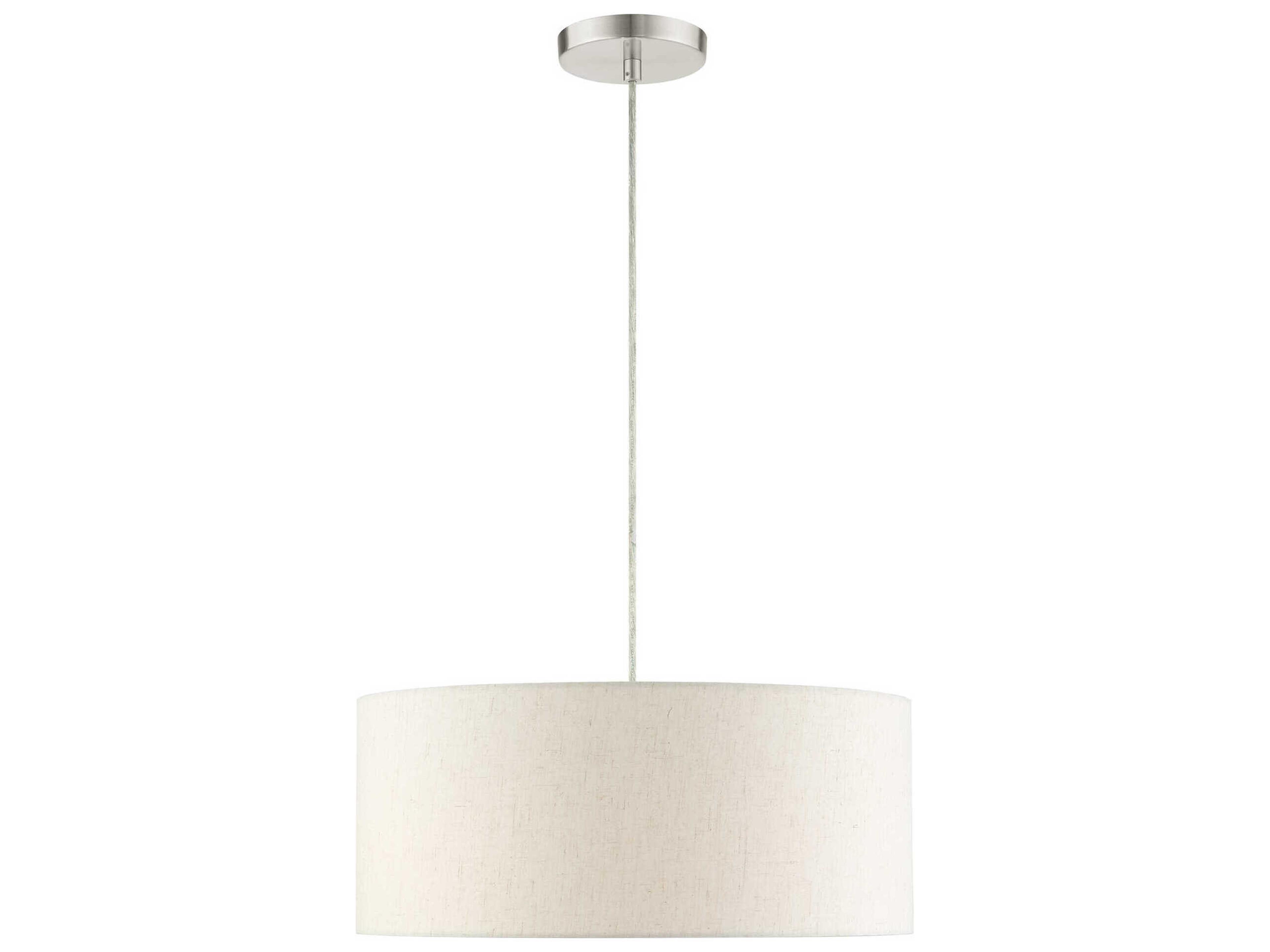 Livex Lighting Meadow 3-Light Brushed Nickel Drum Pendant